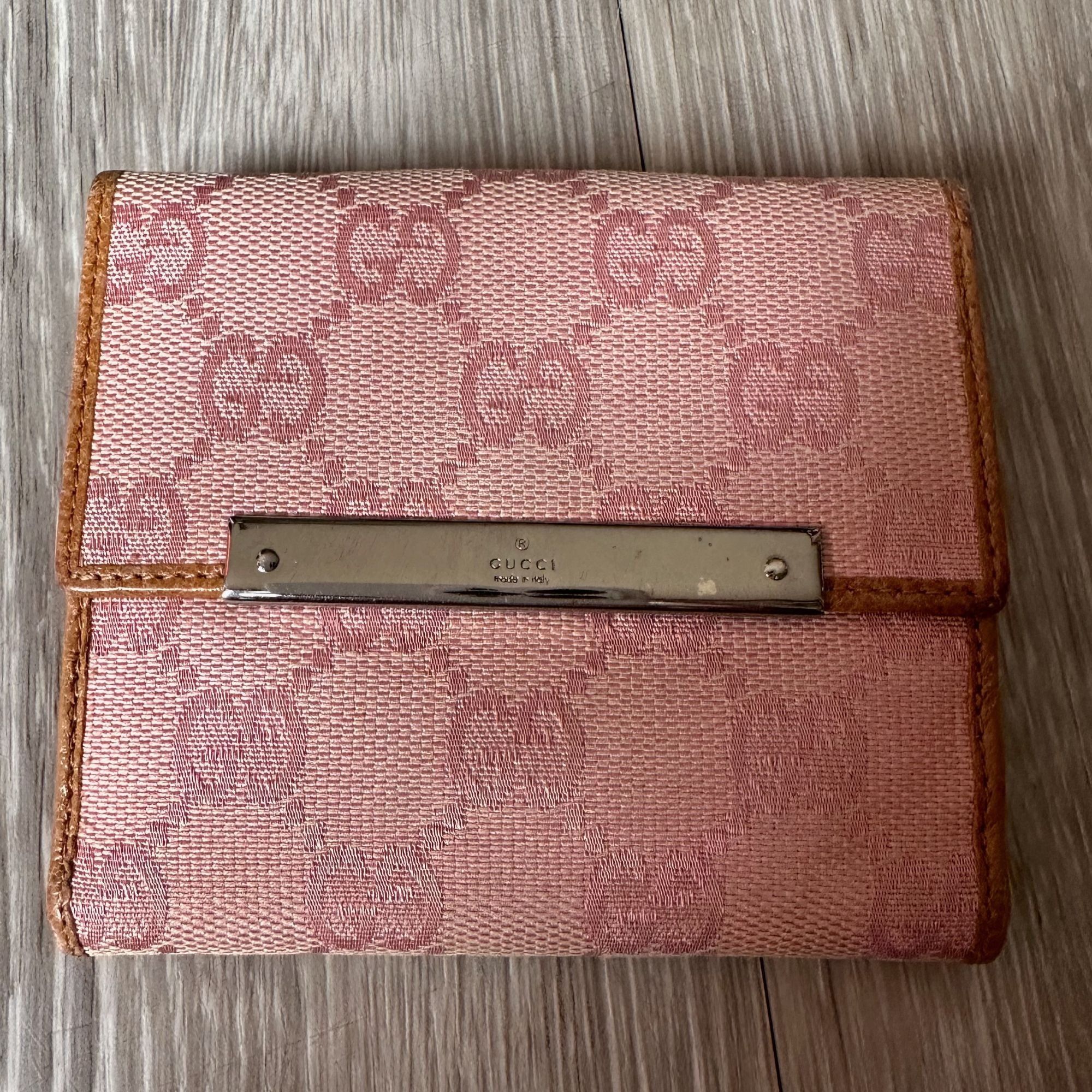 Gucci Gucci Pink GG Canvas & Leather Short Bifold Wallet w Coin P Size ONE SIZE - 2 Thumbnail