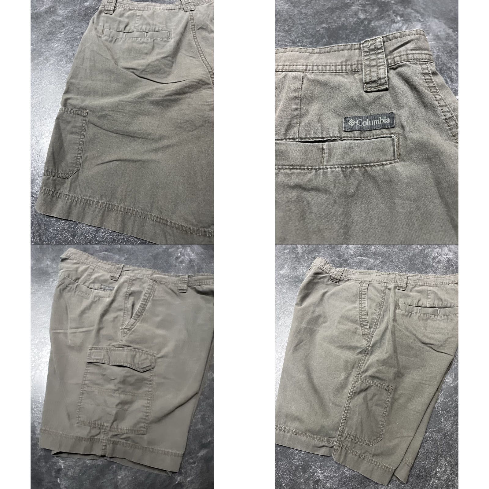 Vintage Columbia Cargo Shorts Mens 38W 9L Green Gray Outdoor Pockets Cotton Button Flat Front Regular Inseam 9in Size US 38 / EU 54 - 8 Thumbnail