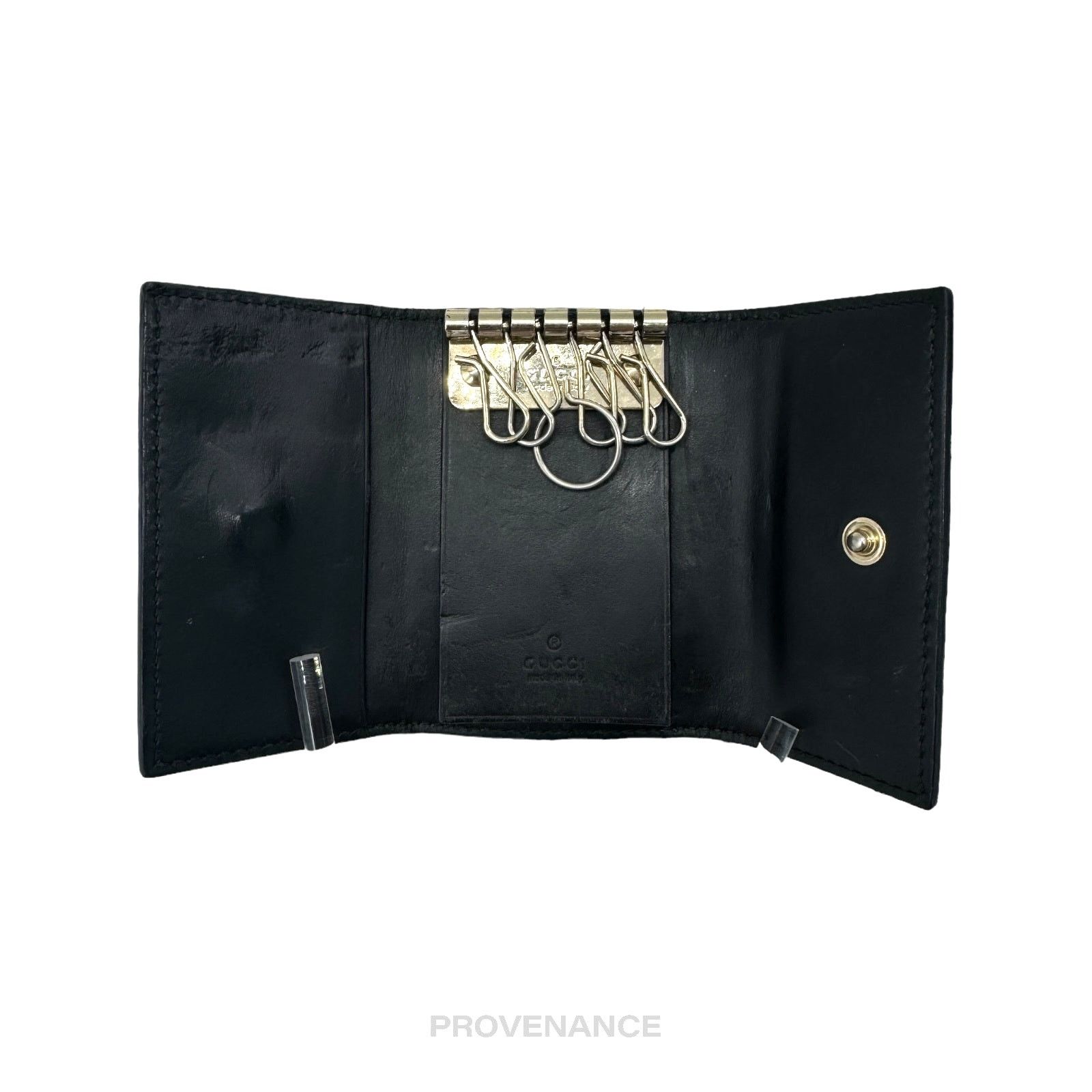 Gucci 🔴 Gucci Bow 6 Key Holder - Black Guccissima Leather Gold Size ONE SIZE - 5 Thumbnail