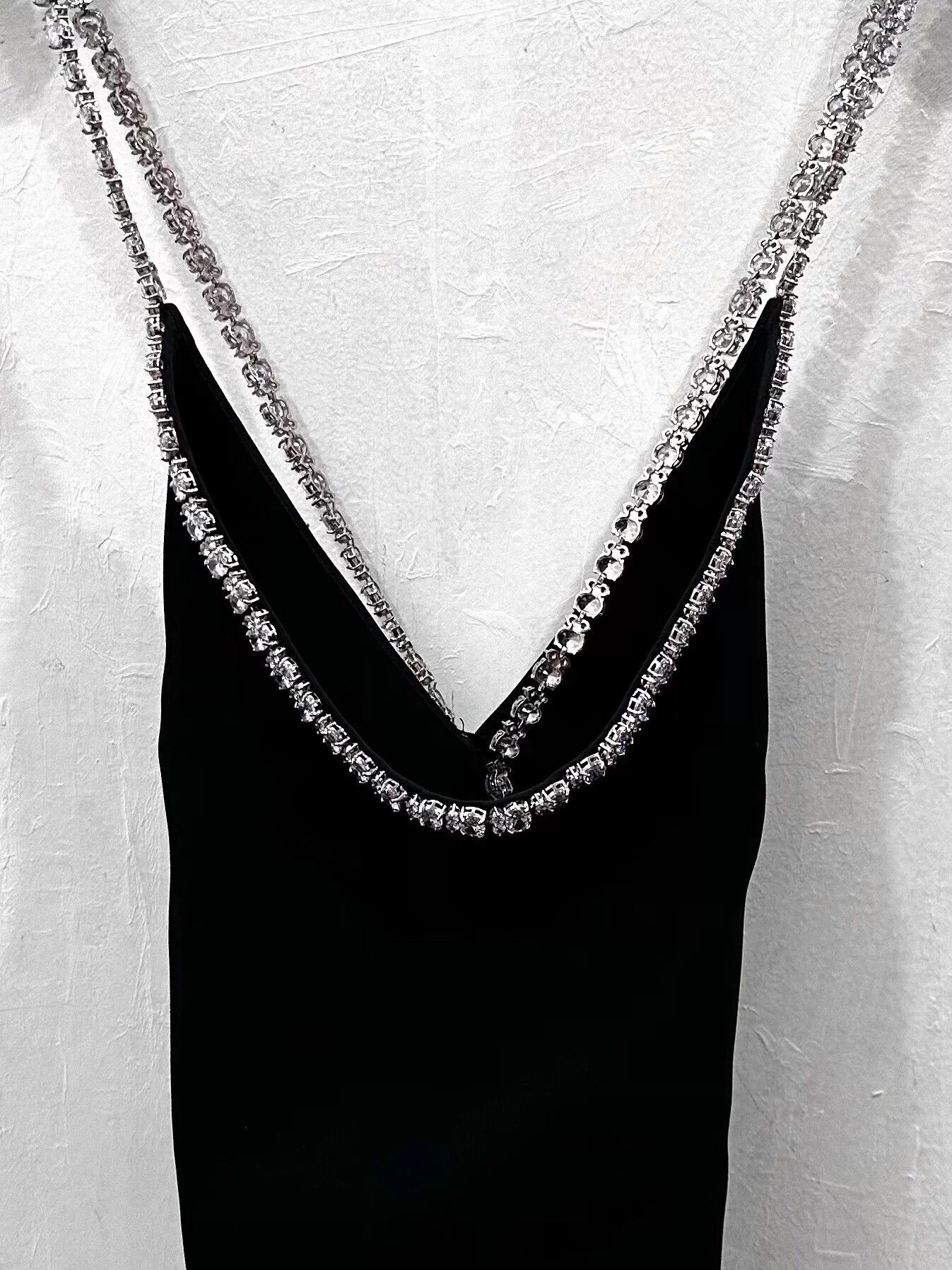 Miu Miu MIU MIU Gatsby Back Cross Crystal Black Dress 40 New Size S / US 4 / IT 40 - 4 Thumbnail