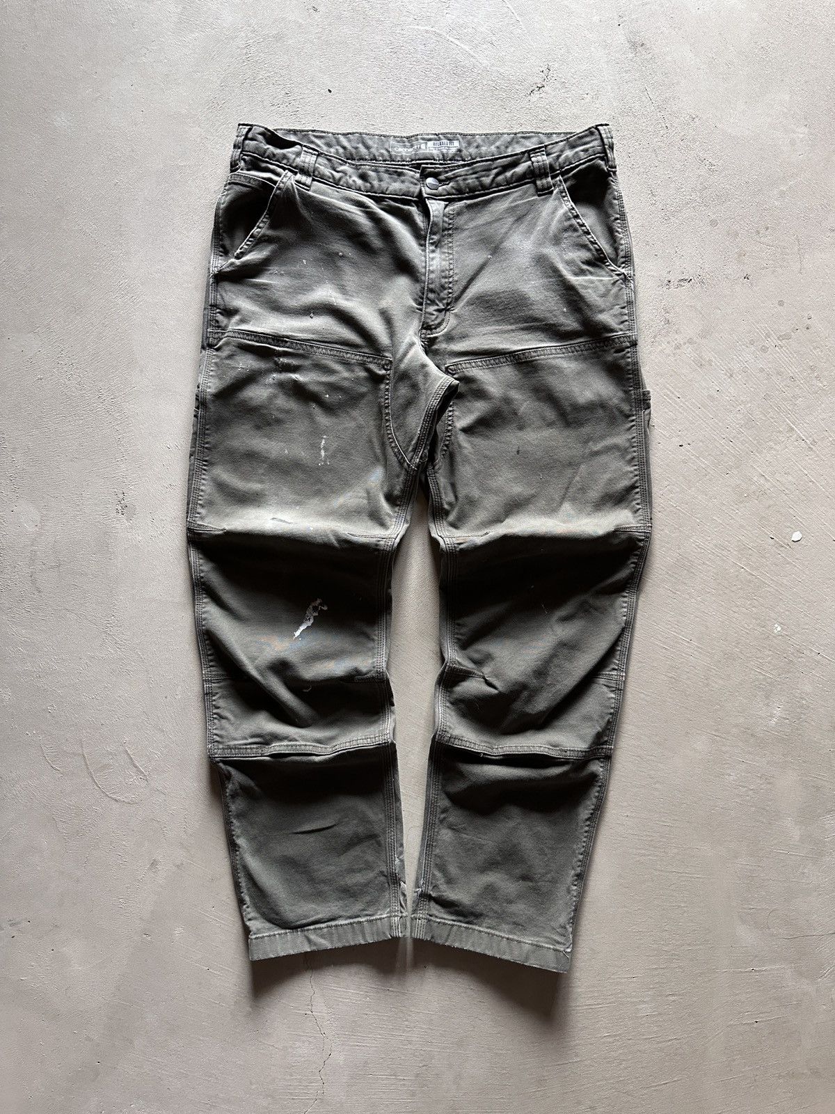 Carhartt × Vintage carhartt double knee workwear grey green carpenter pants Size US 38 / EU 54 - 1 Thumbnail