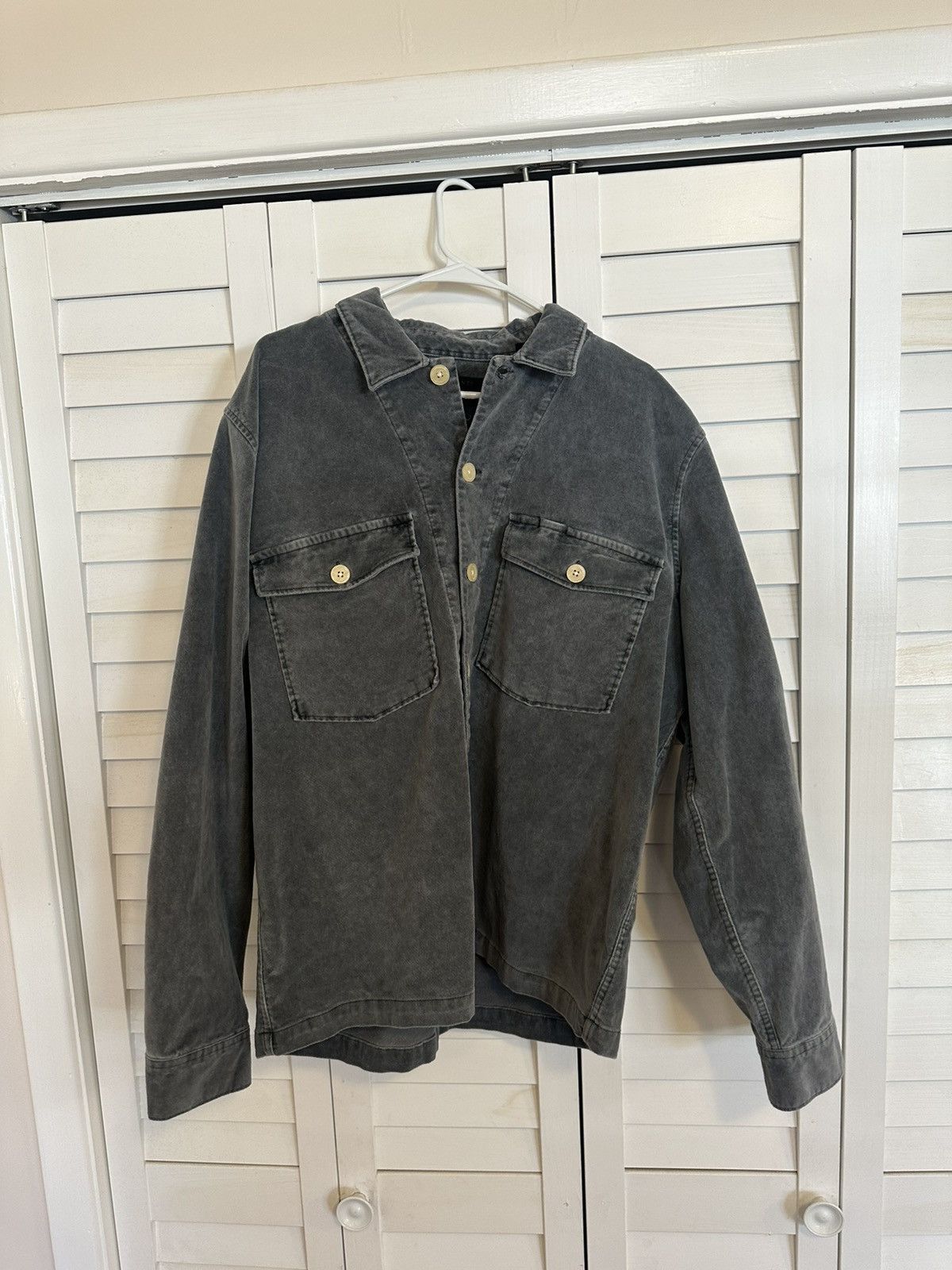 image of Allsaints Gray Harrier Corduroy Shirt in Grey, Men's (Size 2XL)