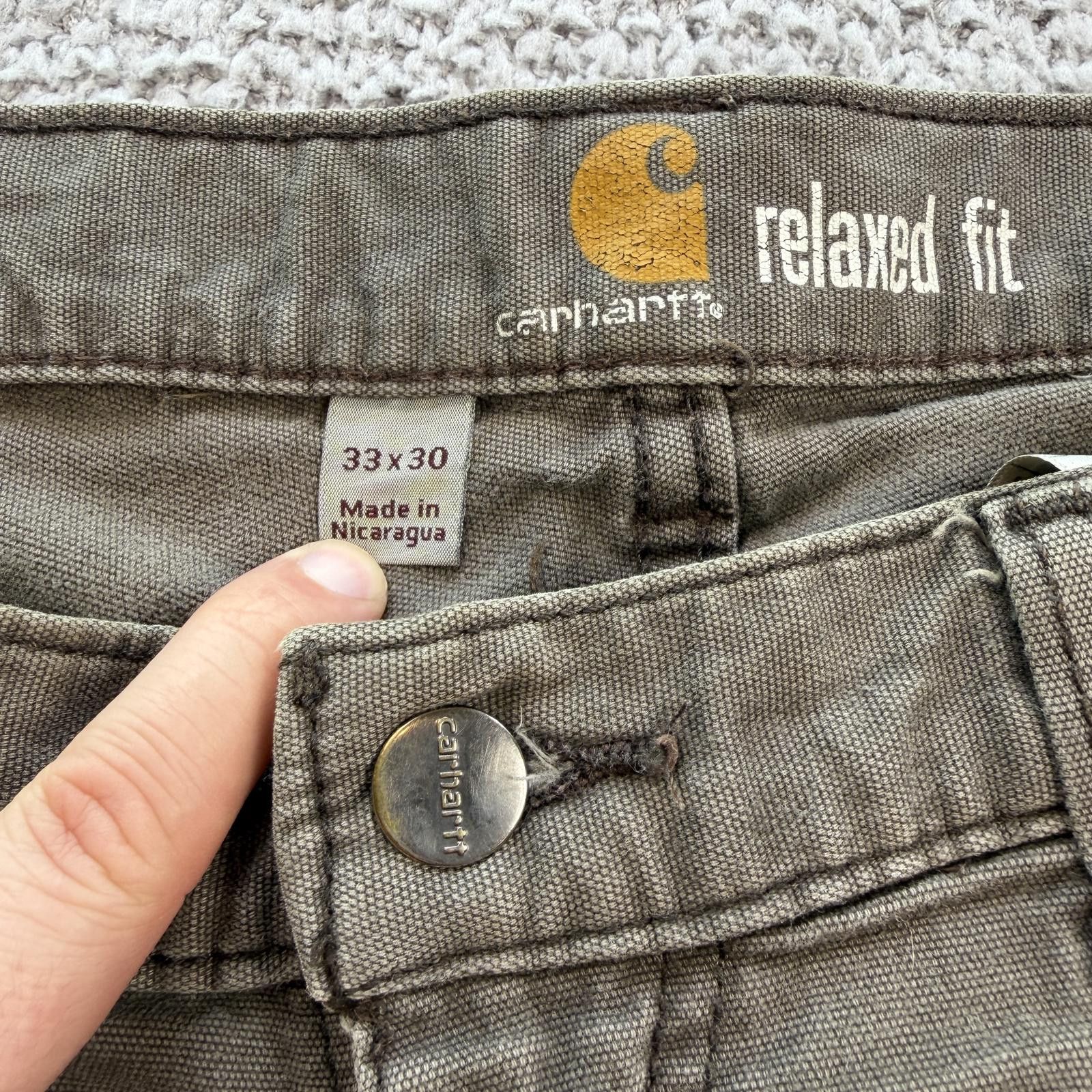 Carhartt Carhartt Relaxed Fit Canvas Work Pants Brown Paint 33x30 Size US 33 - 4 Thumbnail