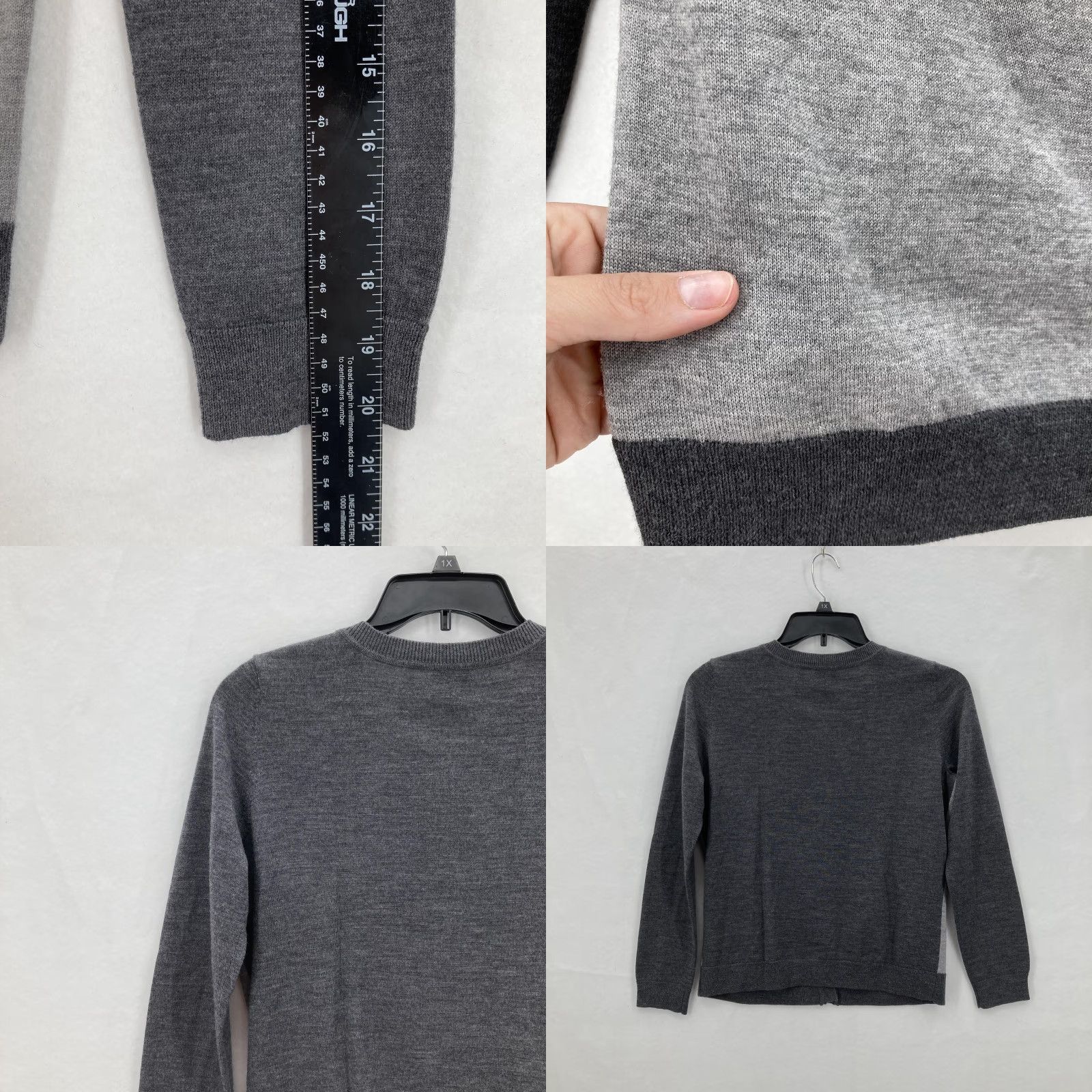 Talbots Talbots Cardigan Sweater Womens Medium Petite Gray Colorblock Merino Wool Button Size M / US 6-8 / IT 42-44 - 8 Thumbnail