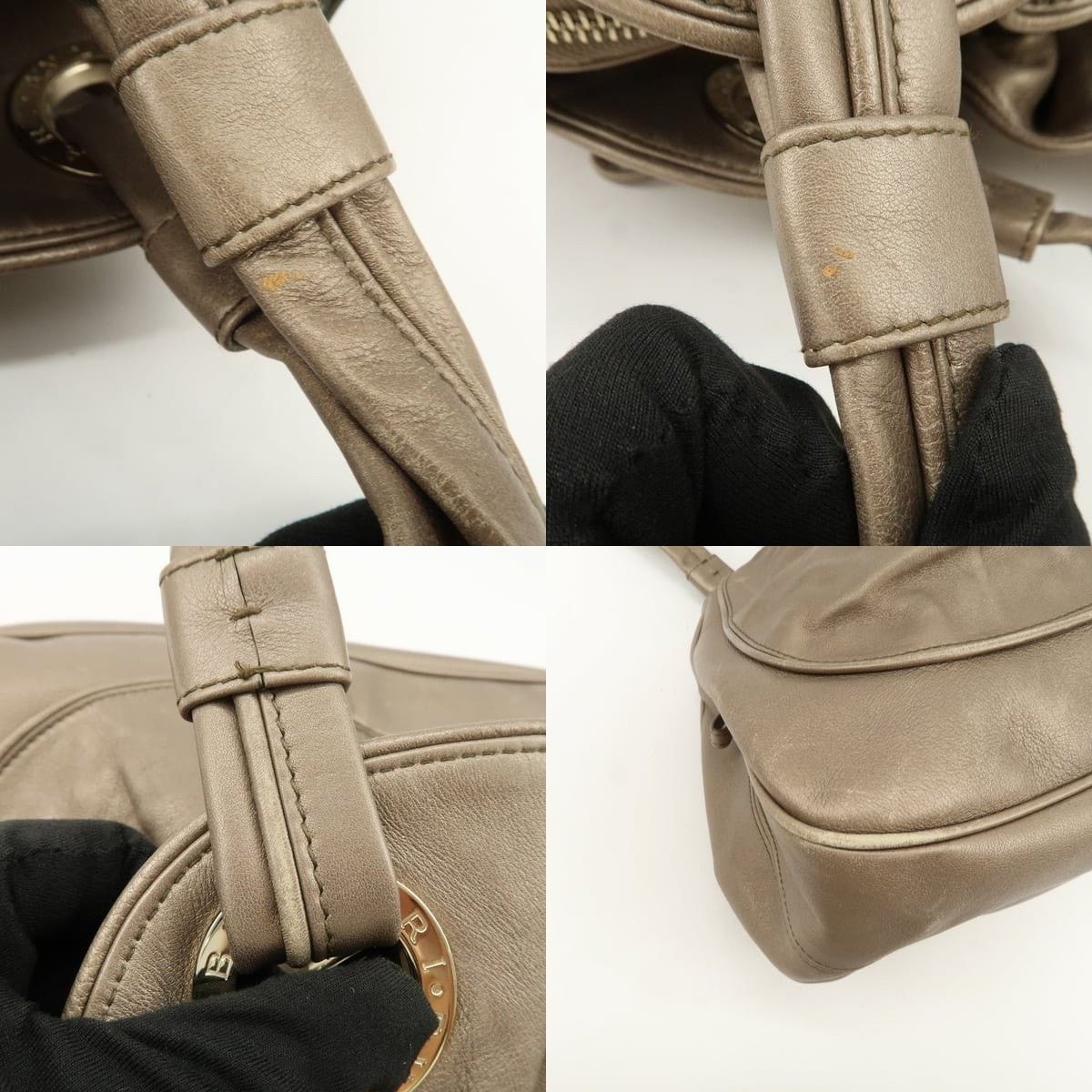 Bvlgari Bvlgari Drawstring Leather Shoulder Bag Tan Size ONE SIZE - 4 Thumbnail