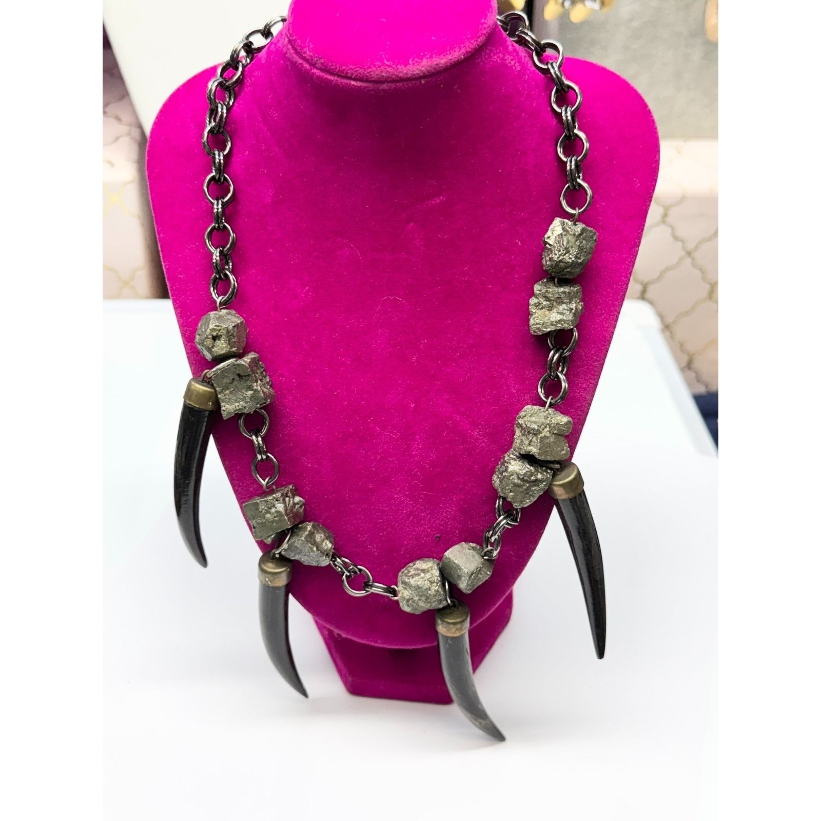 Vintage Vintage pyrite stone horn charm necklace Size ONE SIZE - 5 Thumbnail