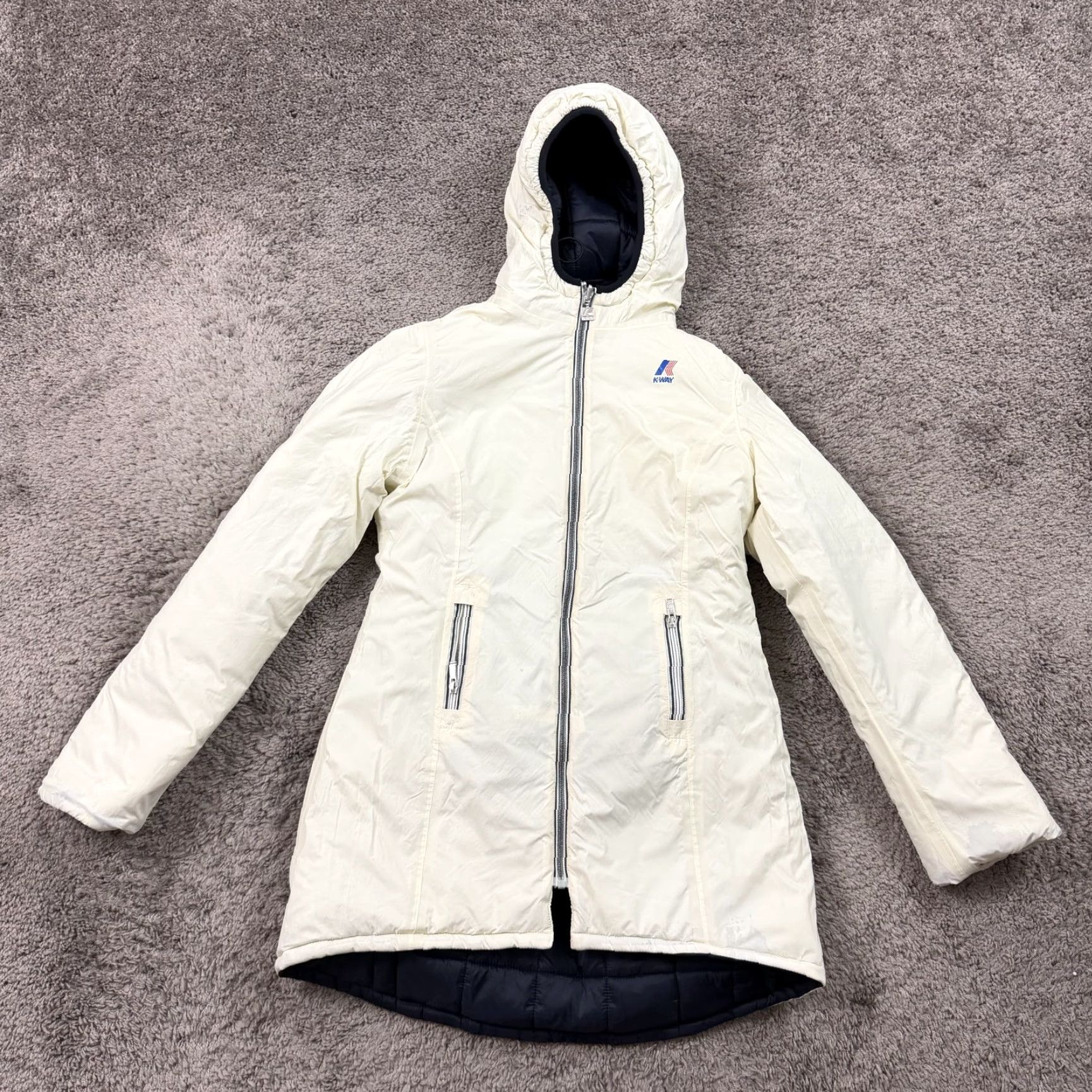 K-Way K-Way Jacket Womens S Blue White Reversible Parka Puffer Hooded Quilted Full Zip Jacket Women Parka S Blue White Reversible Quilted Hooded Full Zip Size S / US 4 / IT 40 - 2 Thumbnail