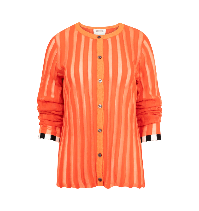 Christopher John Rogers o1h1sh11225 Pleated Cardigan With Alpaca Trim in Orange Size M / US 6-8 / IT 42-44 - 1 Thumbnail