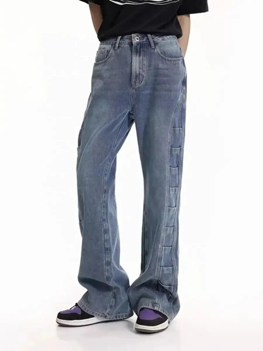 Japanese Brand Design Stacked Patchwork Jeans Versatile Micro Flares Size US 32 / EU 48 - 2 Thumbnail