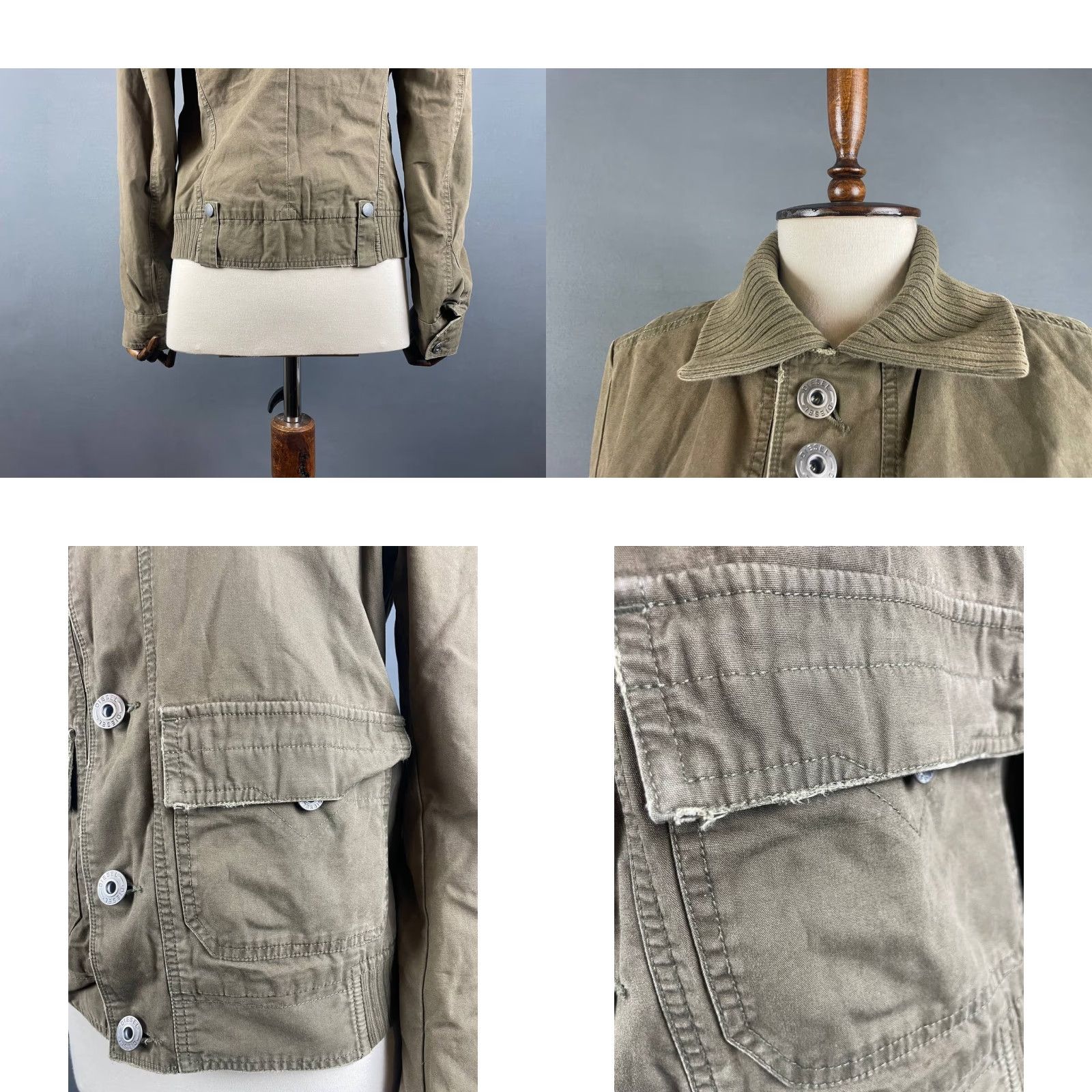 Diesel Diesel Jacket Women's Military Cotton Long Sleeve Brown Pockets Front Zip Button Hooded Mid-Length Regular L Size L / US 10 / IT 46 - 8 Thumbnail