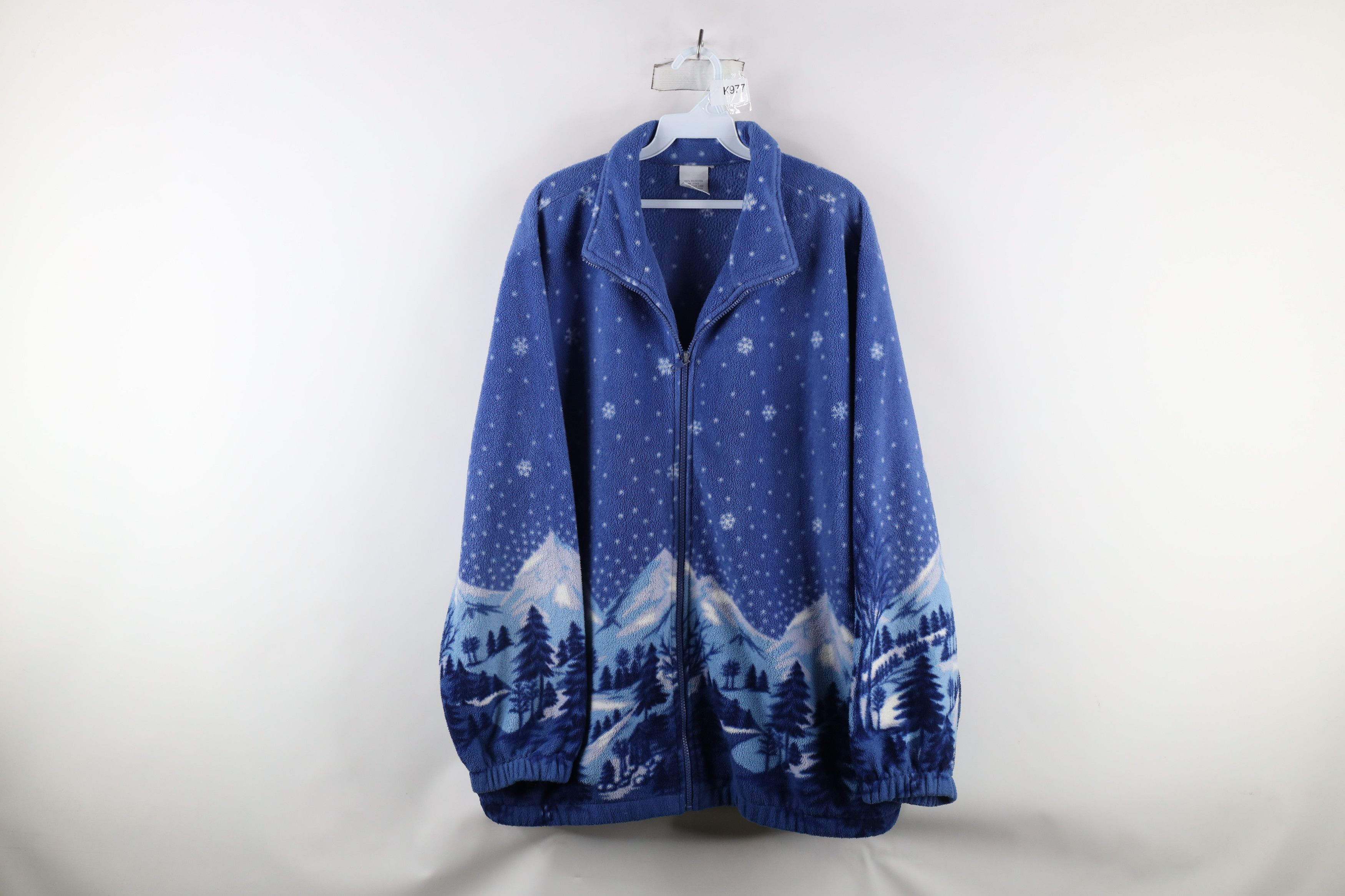 Vintage Vintage 90s Streetwear Mountain All Over Print Fleece Jacket Size XXL / US 16-18 / IT 52-54 - 1 Thumbnail