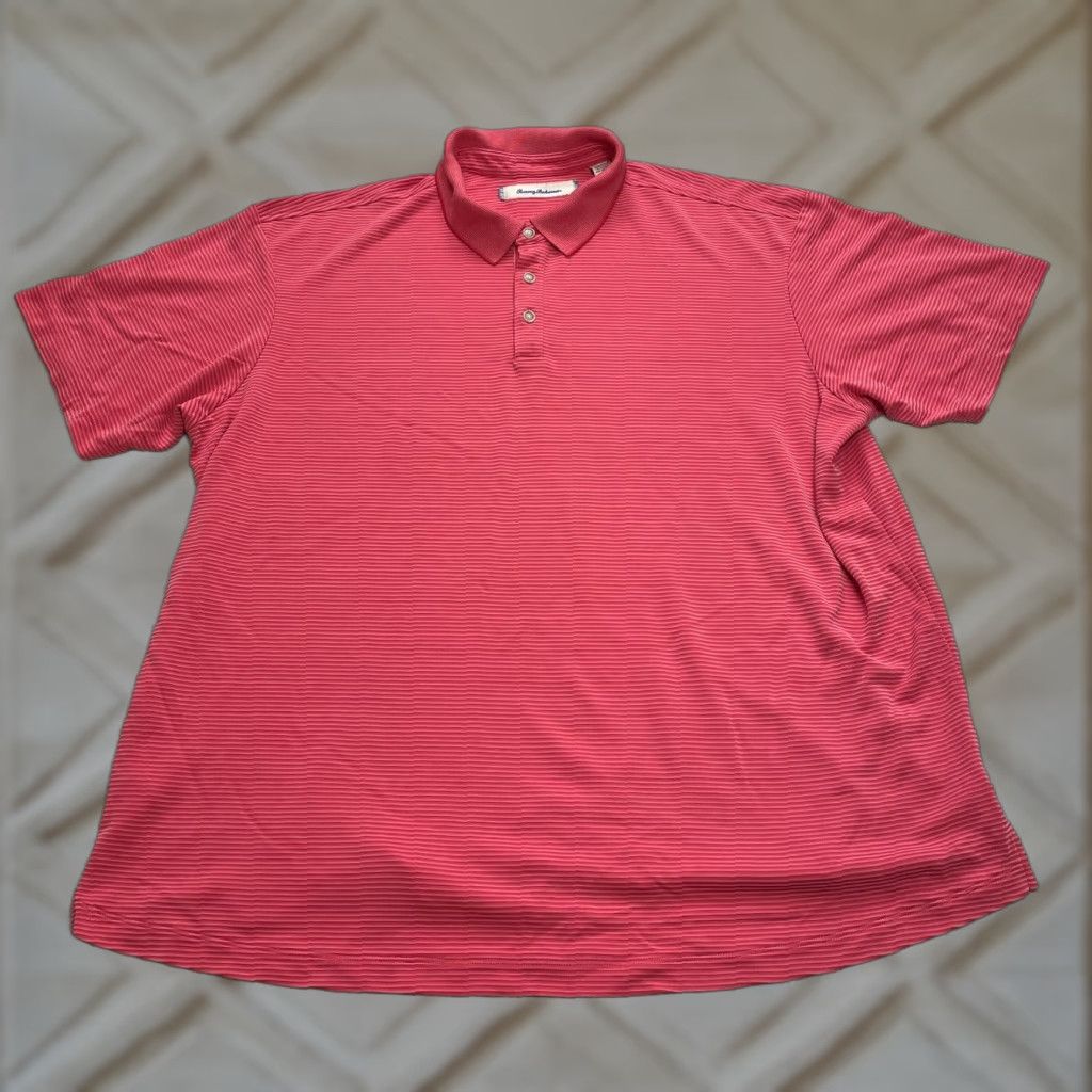 Tommy Bahama Tommy Bahama Polo Shirt Mens 2XL Red Striped Short Sleeve Modal Golf Size US XXL / EU 58 / 5 - 1 Thumbnail