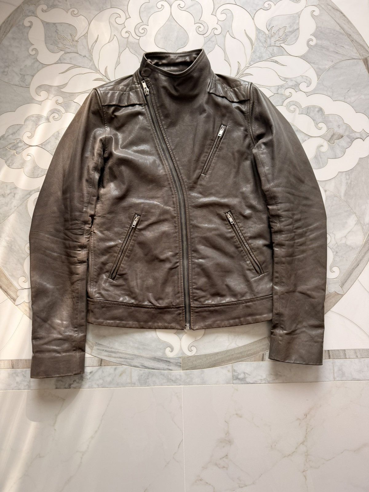 Rick Owens Rick Owens SS2011 “Anthem” Calf Leather Asymmetrical Jacket Size US M / EU 48-50 / 2 - 1 Thumbnail
