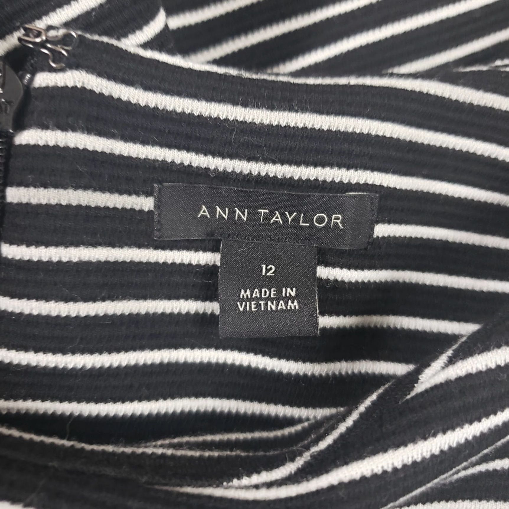 Ann Taylor Ann Taylor Womens Dress Sz 12 Black White Stripe Half Sleeves Striped Size XL / US 12-14 / IT 48-50 - 5 Thumbnail