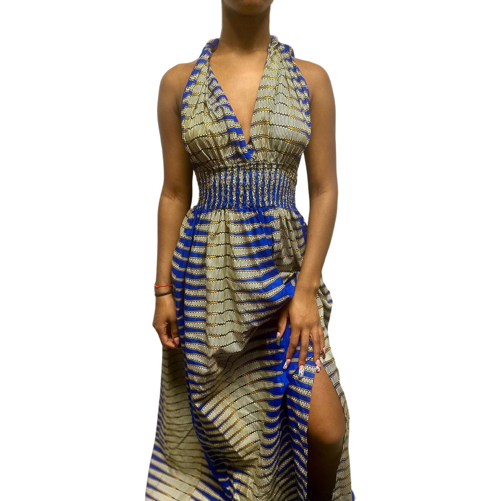 Other Royal Blue halter African print maxi dress Size M / US 6-8 / IT 42-44 - 2 Thumbnail