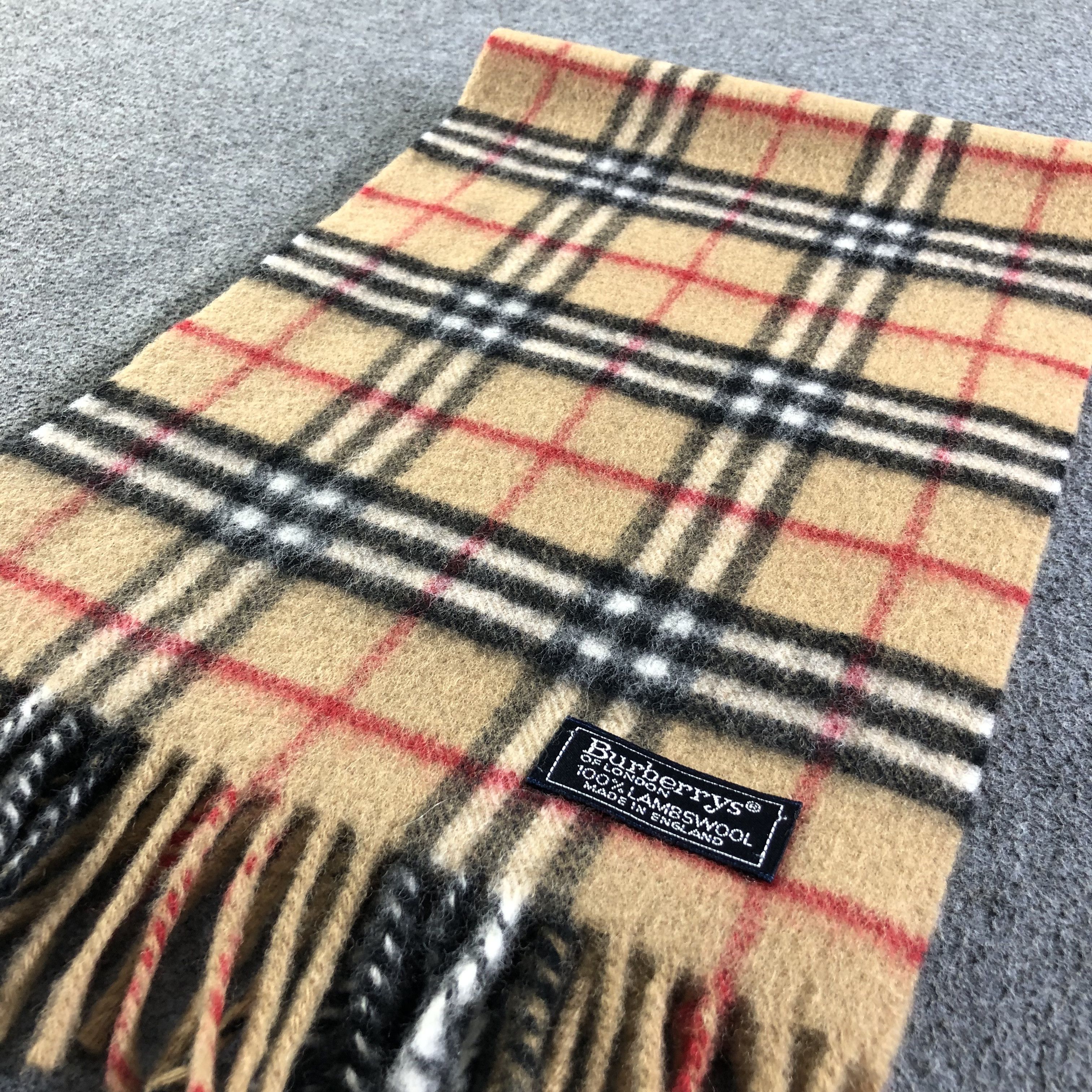 Burberry Burberrys Tan Wool Nova Check Scarf Muffler Neckwear V2072 Size ONE SIZE - 3 Thumbnail