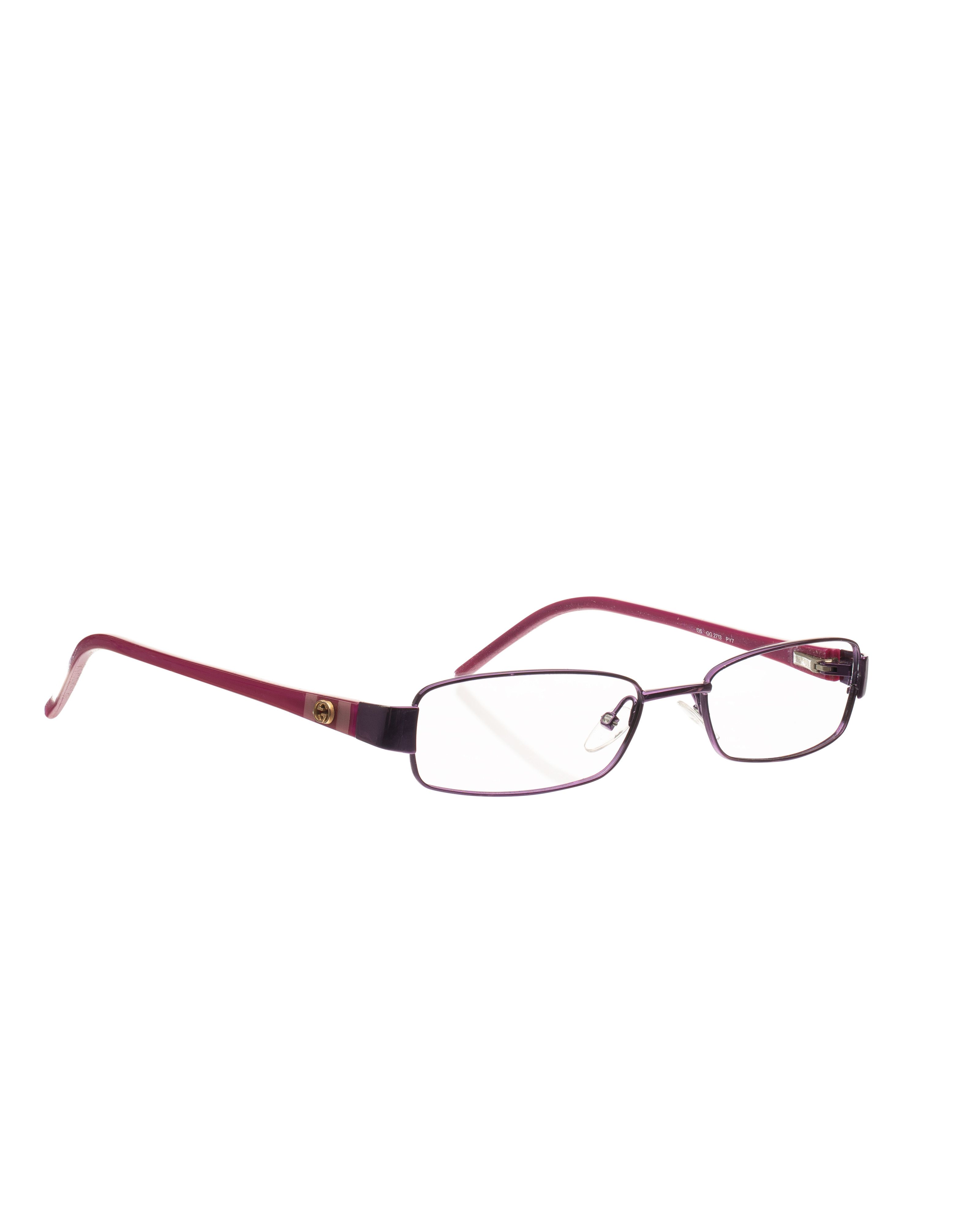 Gucci Gucci '00s Pink Signature Logo Recnatgular Glasses Size ONE SIZE - 3 Thumbnail