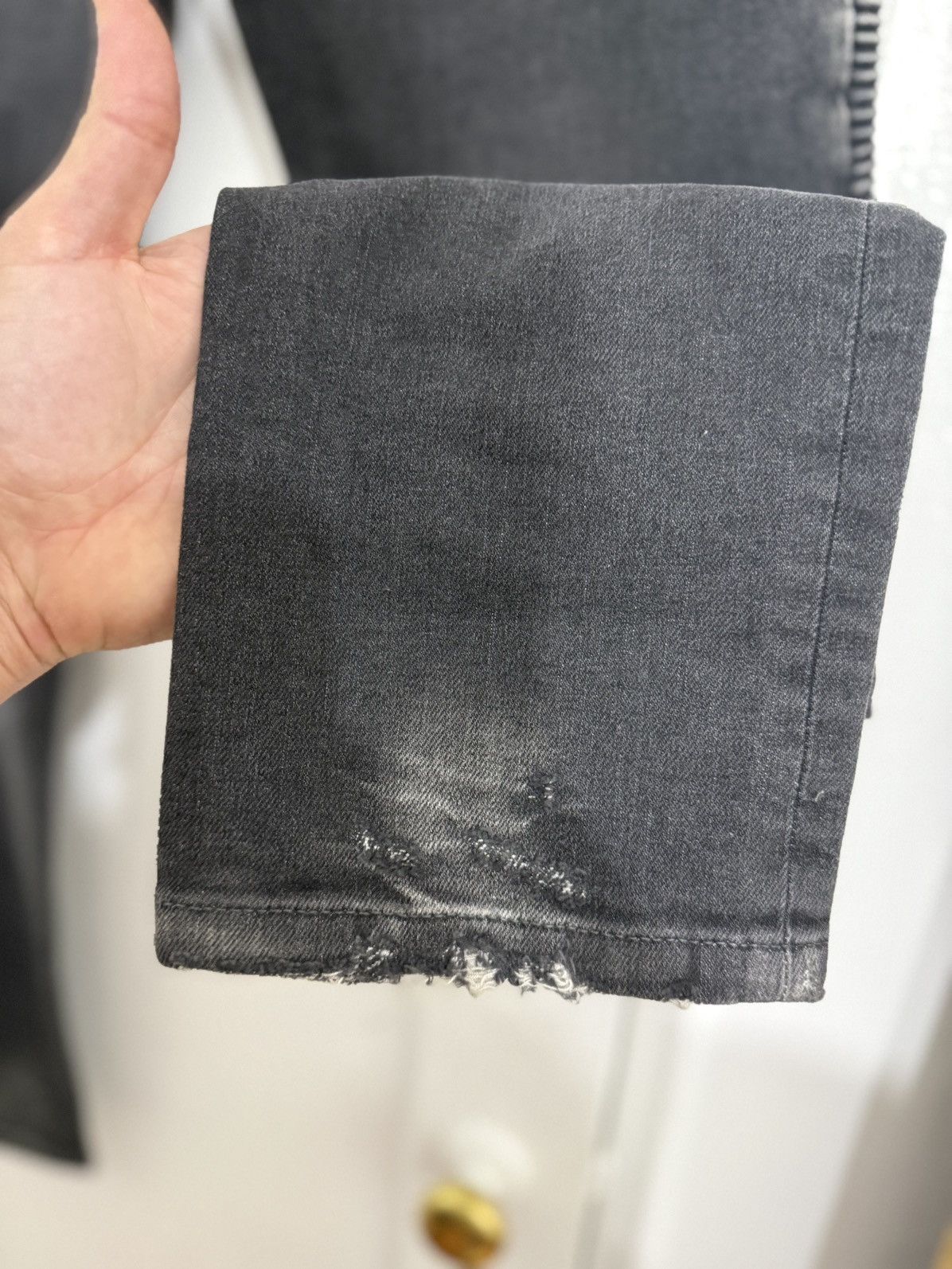 Balmain Distressed Black Biker Denim Size US 33 - 6 Thumbnail