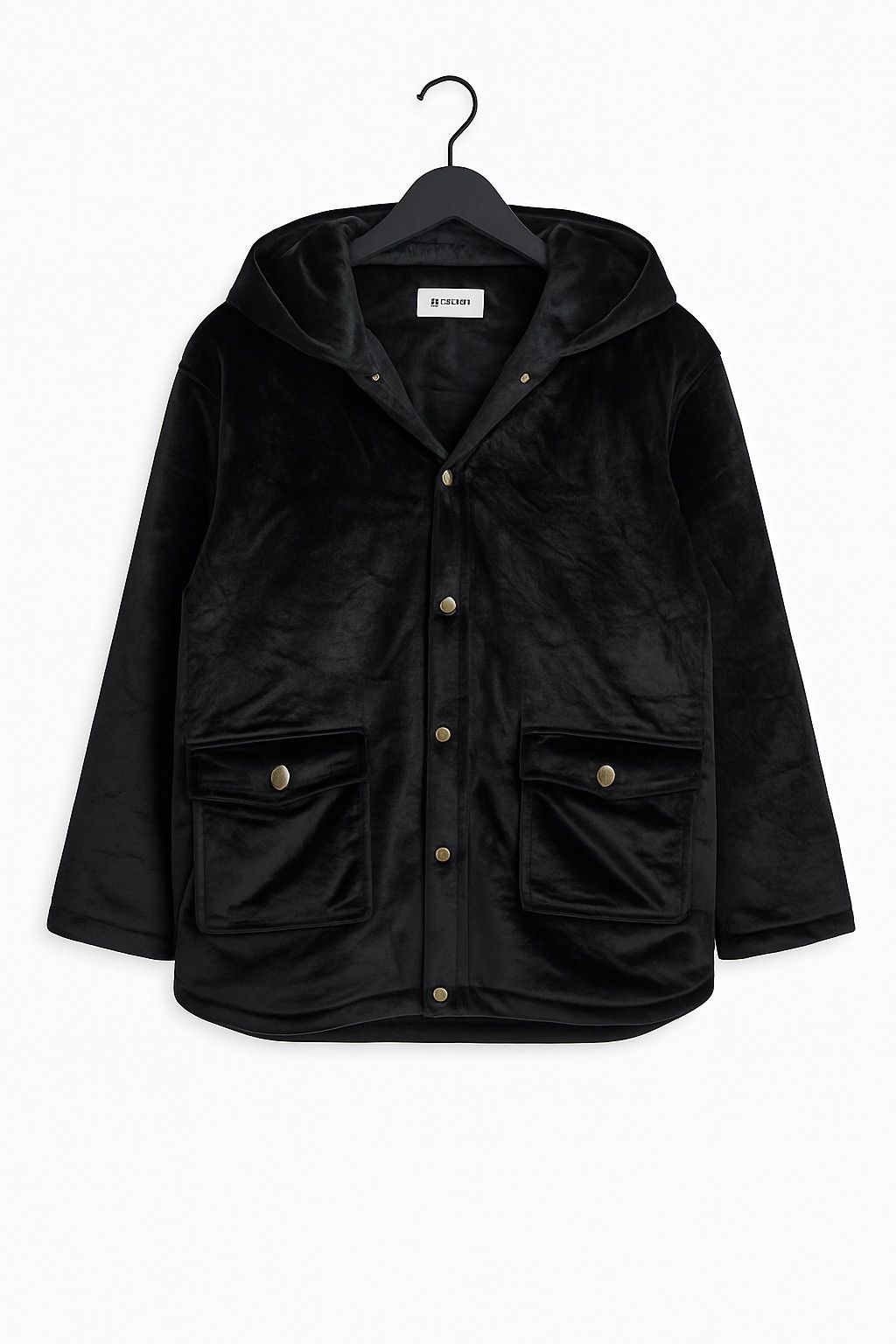 Vintage Justneder Black Velvet Hooded Jacket Embroidered