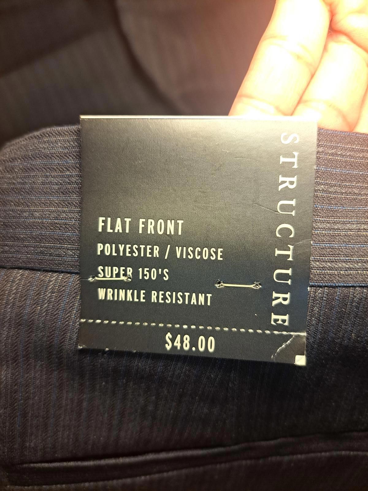 Structure NEW Structure Dress Pants Mens 32x30 Charcoal Gray Striped Size 38R - 3 Thumbnail