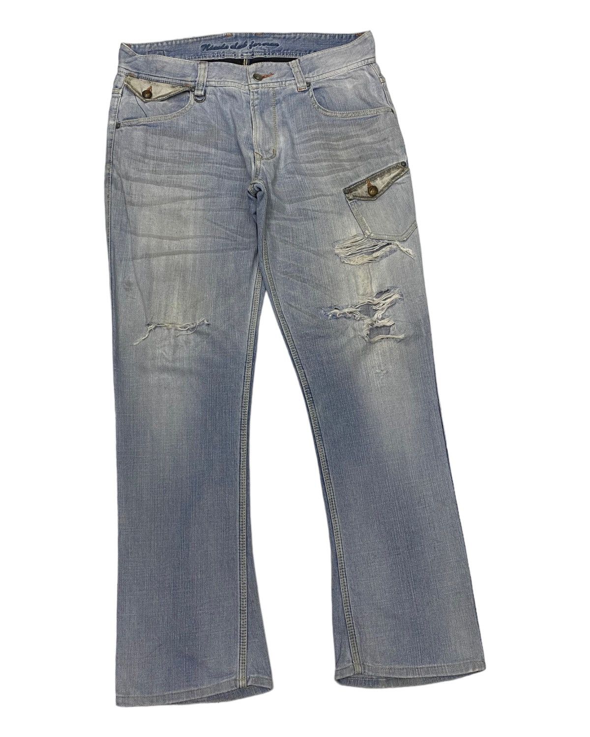 Hysteric Glamour × Nicole Club NICOLE CLUB FOR MEN DISTRESS FLARE DENIM JEANS Size US 34 / EU 50 - 3 Thumbnail