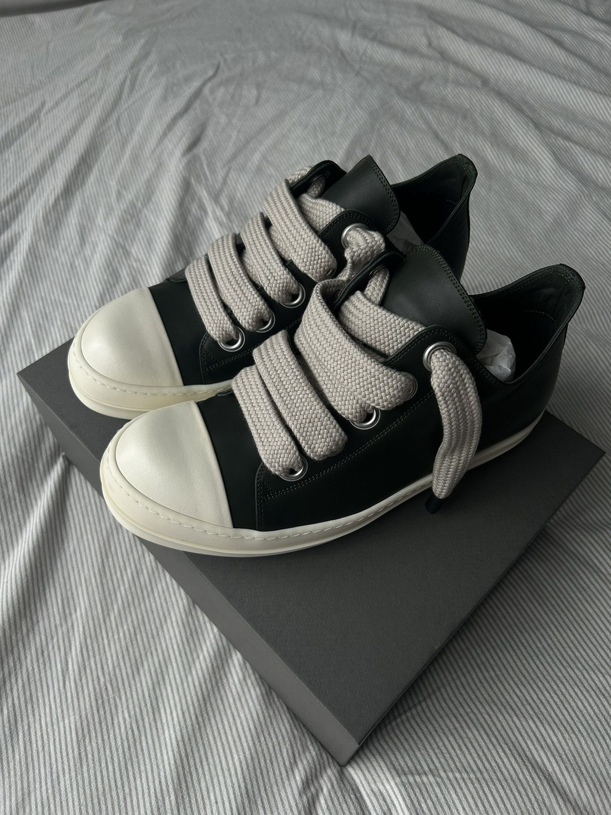 Rick Owens Rick Owens Forest Green Jumbo Lace Leather Sneakers Size US 10.5 / EU 43-44 - 7 Thumbnail