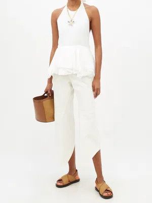 Marni o1s22i1n0525 Leather & Raffia Fussbett Sandals in Brown Size US 6 / IT 36 - 4 Thumbnail