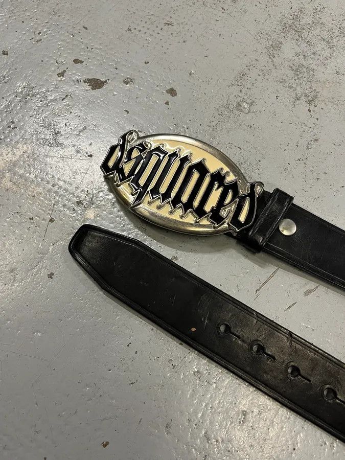 Dsquared2 Dsquared2 Metal Logo Gothic Buckle Black Leather Belt Size ONE SIZE - 5 Thumbnail