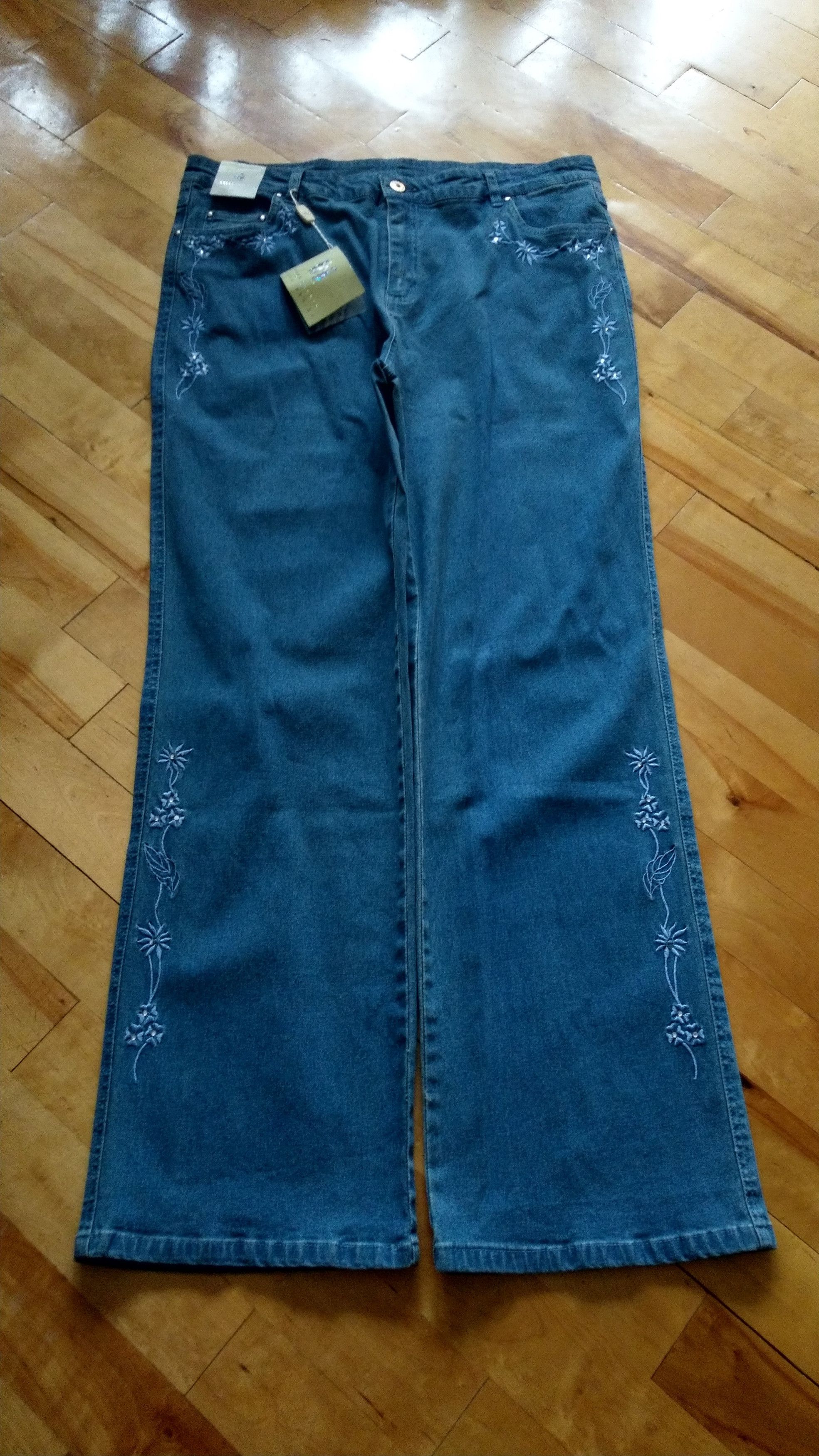 Japanese Brand × Vintage Embroidered Flower Flared Pants y2k opium raver Vintage Wide Size 35" - 9 Thumbnail