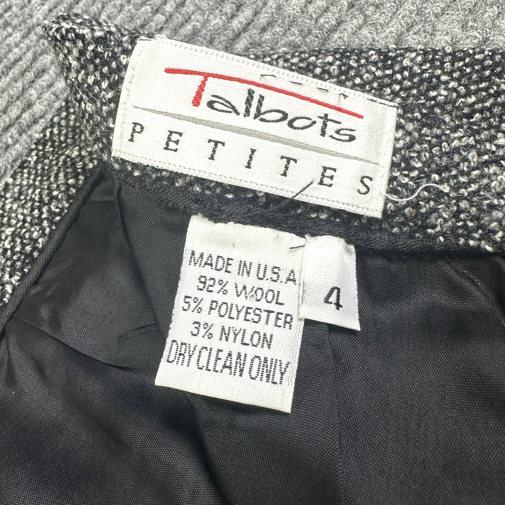 Talbots VINTAGE Talbots Pencil Skirt 4 Black White Wool Lined Knee Length Skirt Women Reduces Workwear Career 90s Mens Womens Girls Size 27" / US 4 / IT 40 - 2 Thumbnail