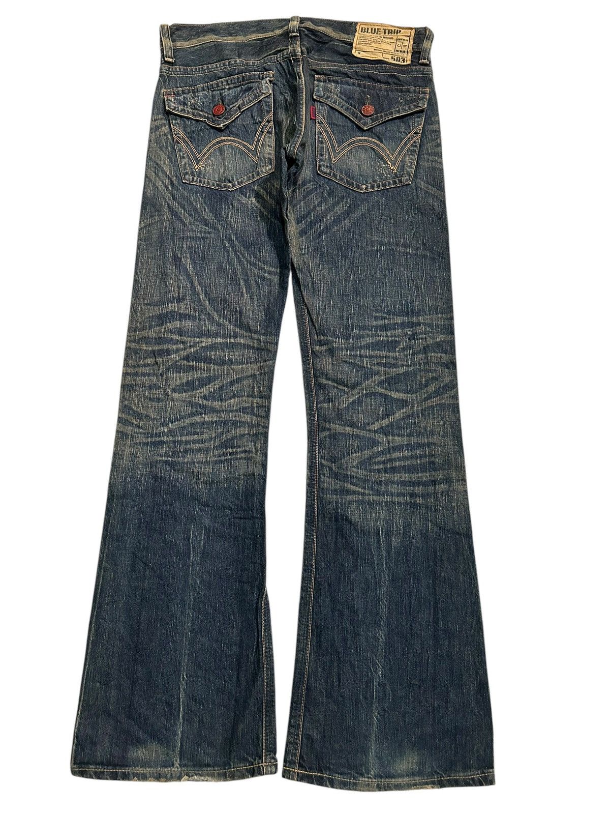 Edwin × If Six Was Nine × Kapital FLARE EDWIN BLUETRIP Distressed Japanese Punk Style Denim 🎌🎌 Size US 35 - 3 Thumbnail