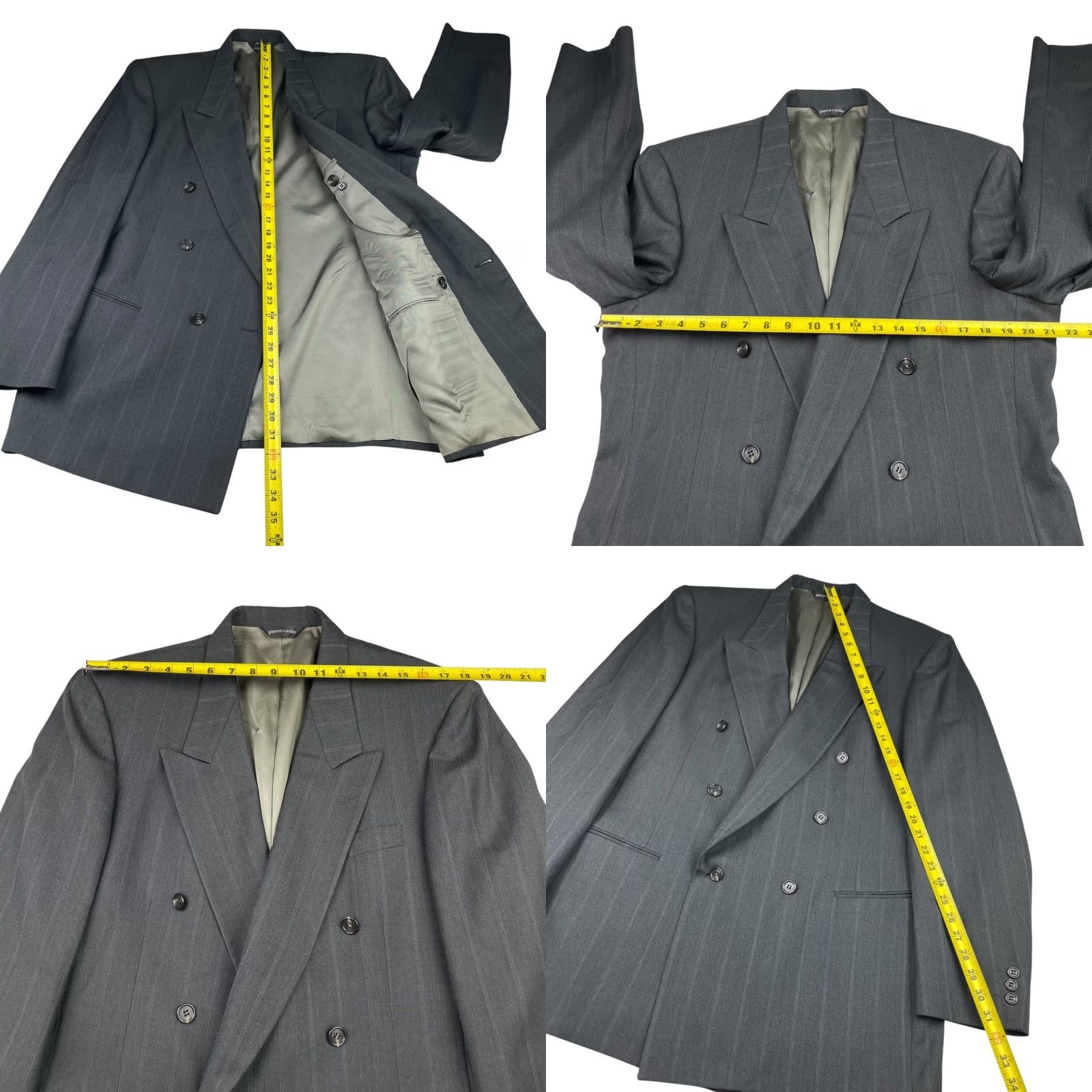 Pierre Cardin VINTAGE Pierre Cardin Men's Blazer Gray Stripe 100% Wool Double Breasted 40R Coat Jacket Size 40R - 8 Thumbnail