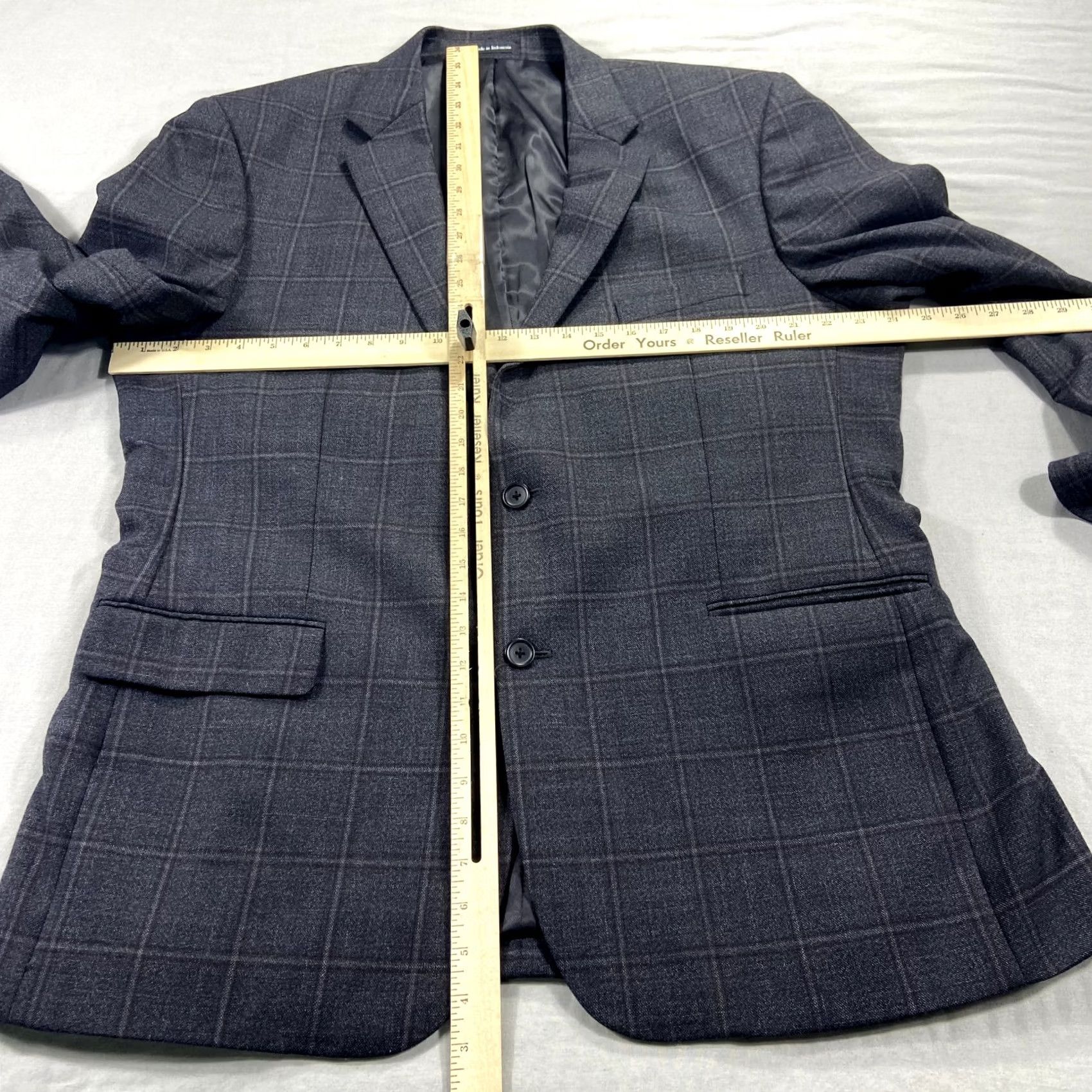Pronto Uomo Pronto Uomo Platinum Blazer Jacket Mens 46L Gray Wool Check Suit Sport Coat Size 46R - 6 Thumbnail