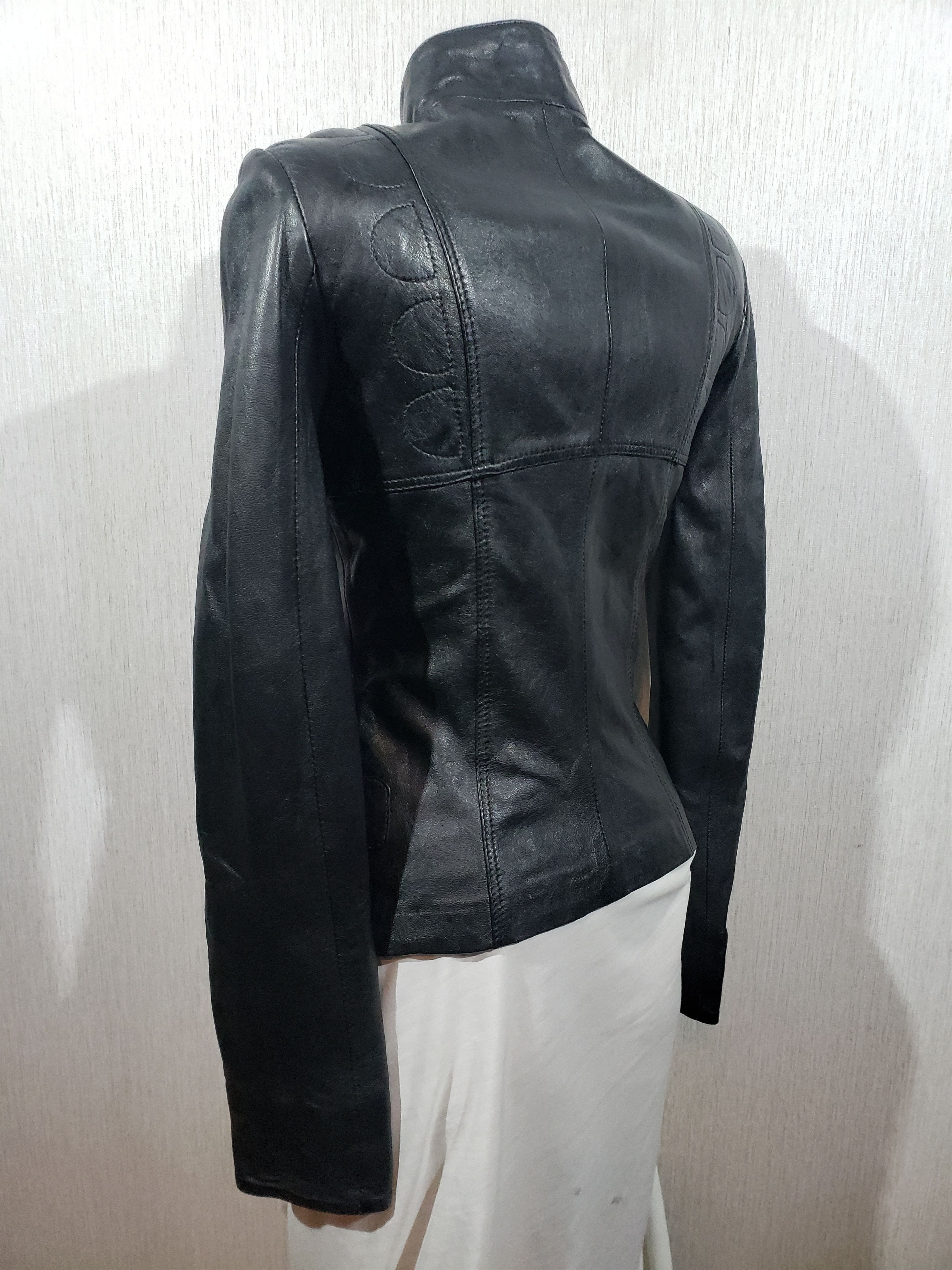 Other Black women's leather sports jacket. Size XXS / US 00 / IT 34 - 6 Thumbnail