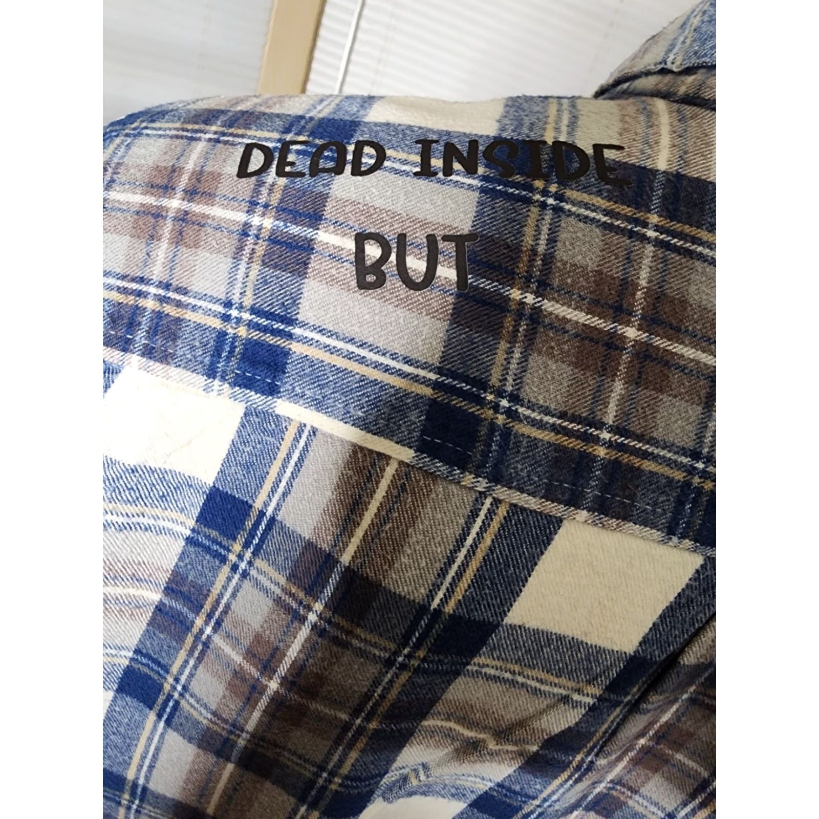 Vintage VINTAGE L.L.Bean Shirt Mens M Halloween Flannel Upcycled Skeleton Heart Beig e Distressed 80s 90s Graphic Print Buttons Rock Music Theme Mens Size US M / EU 48-50 / 2 - 6 Thumbnail
