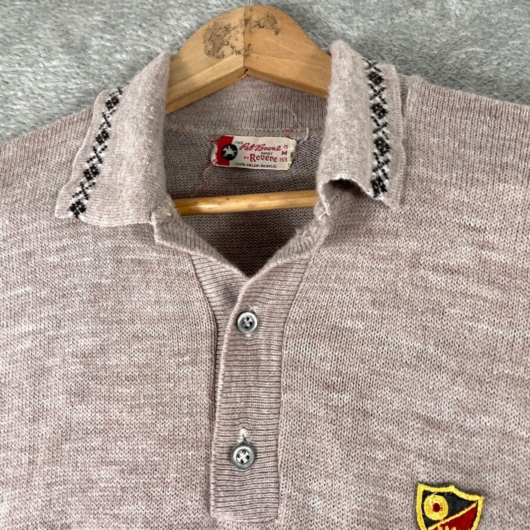 Vintage VINTAGE Revere Knit Polo Shirt Medium Tan Argyle Collar Orlon Pat Boone Mens Size US M / EU 48-50 / 2 - 2 Thumbnail