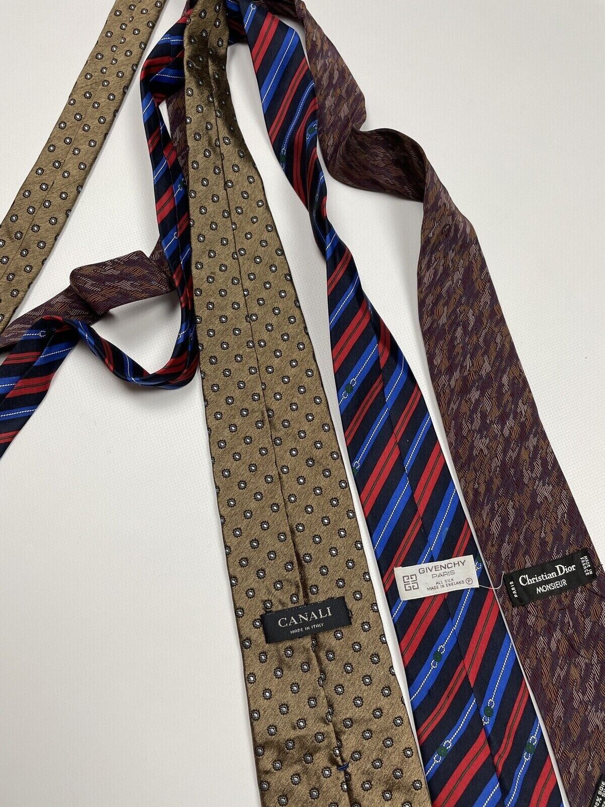 Dior LOT x 3 TIE CANALI CHRISTIAN DIOR GIVENCHY MEN Size ONE SIZE - 6 Thumbnail