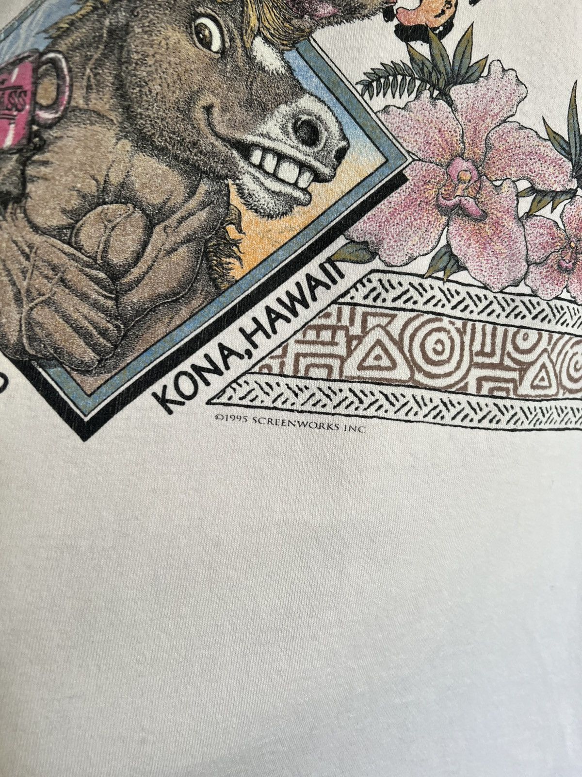 Fruit Of The Loom 1995 The Bad Ass Coffee Horse Kona Hawaii Single Stitch Size US XL / EU 56 / 4 - 5 Thumbnail