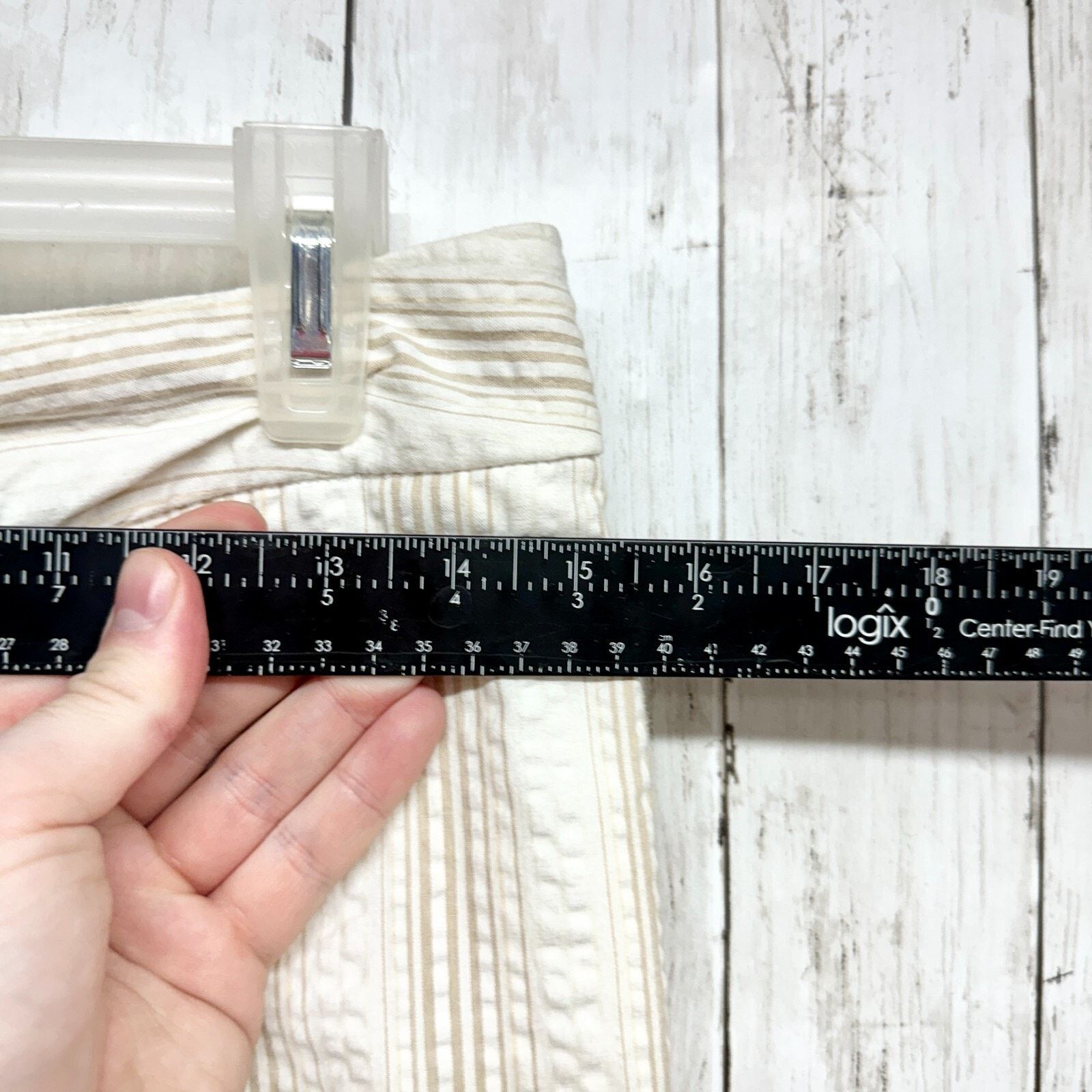 Ann Taylor Ann Taylor Pants Sz 6P Stripe Crop Pull On Straight Linen Size 31" - 3 Thumbnail