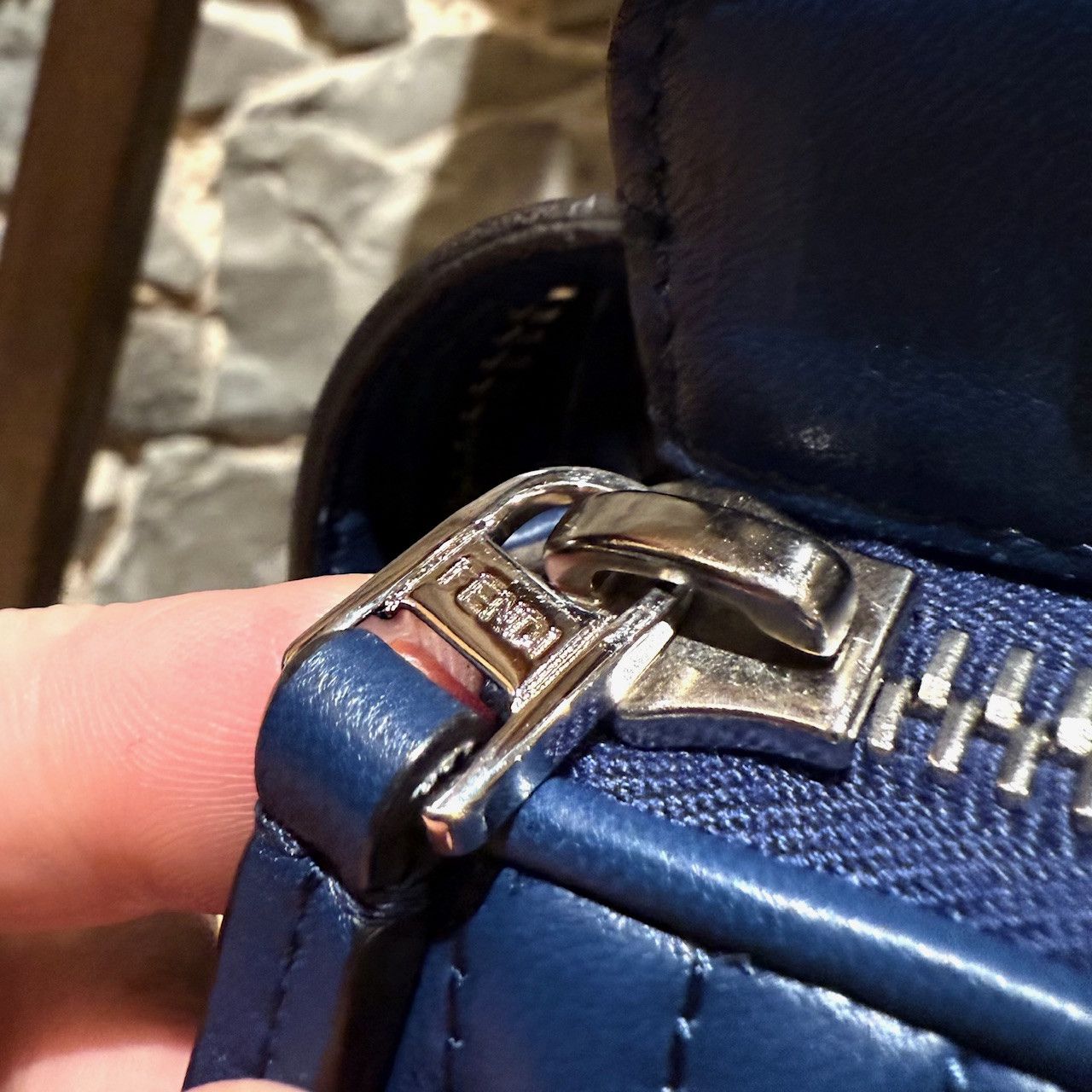 Fendi Fendi Navy Blue Leather DotCom Small Chain Bag W/ Bug Charm Size ONE SIZE - 10 Thumbnail
