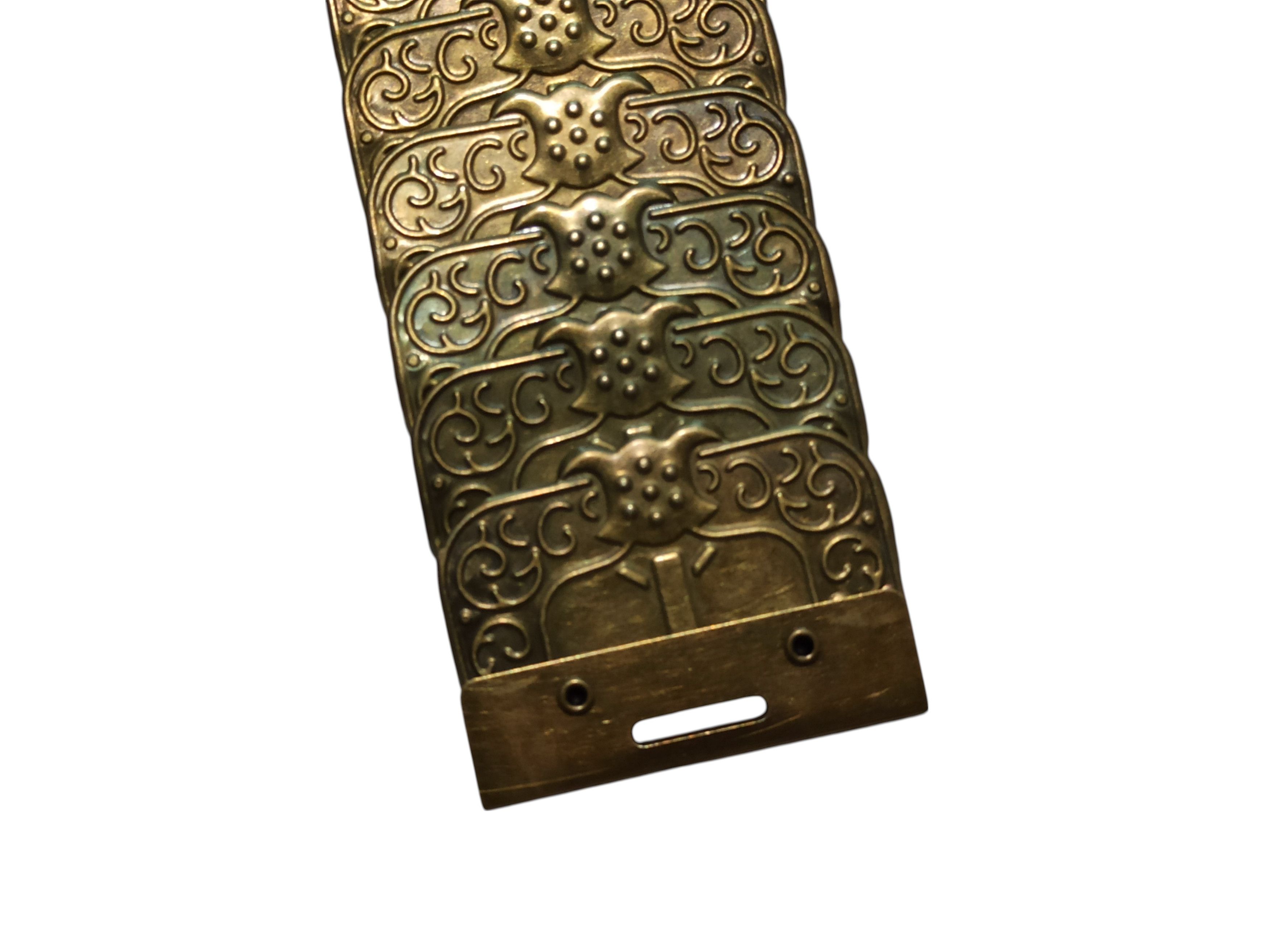 Vintage Elastic vintage belt with brass panels in folk boho style Size ONE SIZE - 5 Thumbnail