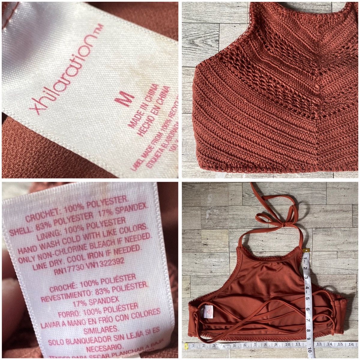 Target Basics Xhilaration, Copper/Rust Knit, Strappy, Halter Bikini Top Size M / US 6-8 / IT 42-44 - 13 Thumbnail