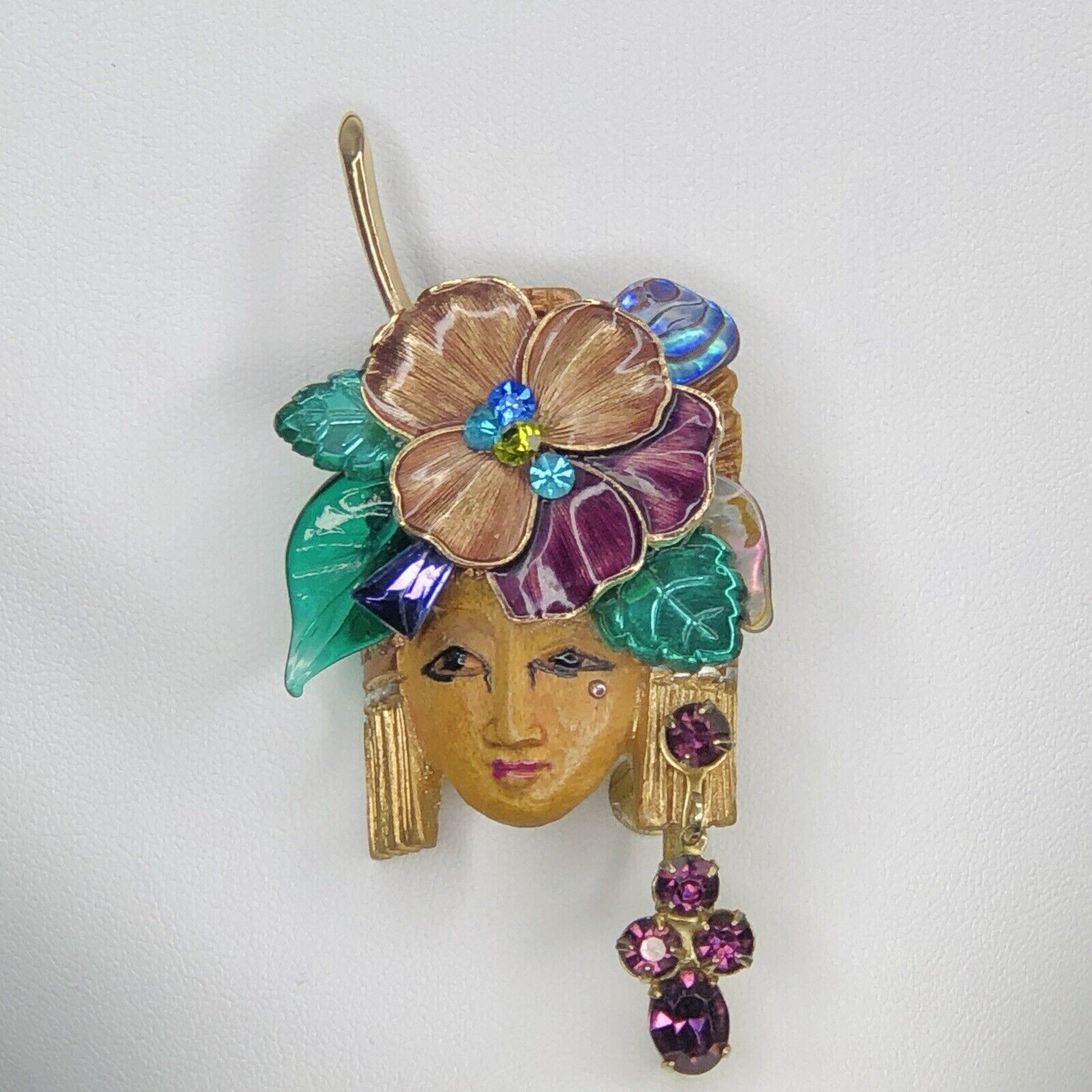 Other Vtg Amethyst CORO Pendant Carved Woman Face Brooch Enamel Size ONE SIZE - 2 Thumbnail