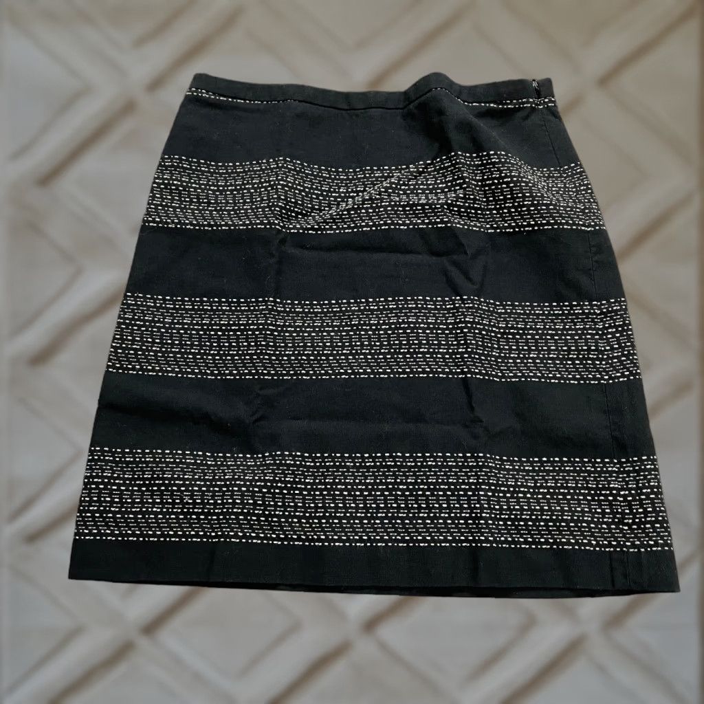 Loft LOFT Ann Taylor Skirt Mini Black White Striped Cotton Lined Womens 0 Short 0 Black White Striped Cotton Lined Zipper Vintage No Size 25" / US 0 / IT 36 - 1 Thumbnail
