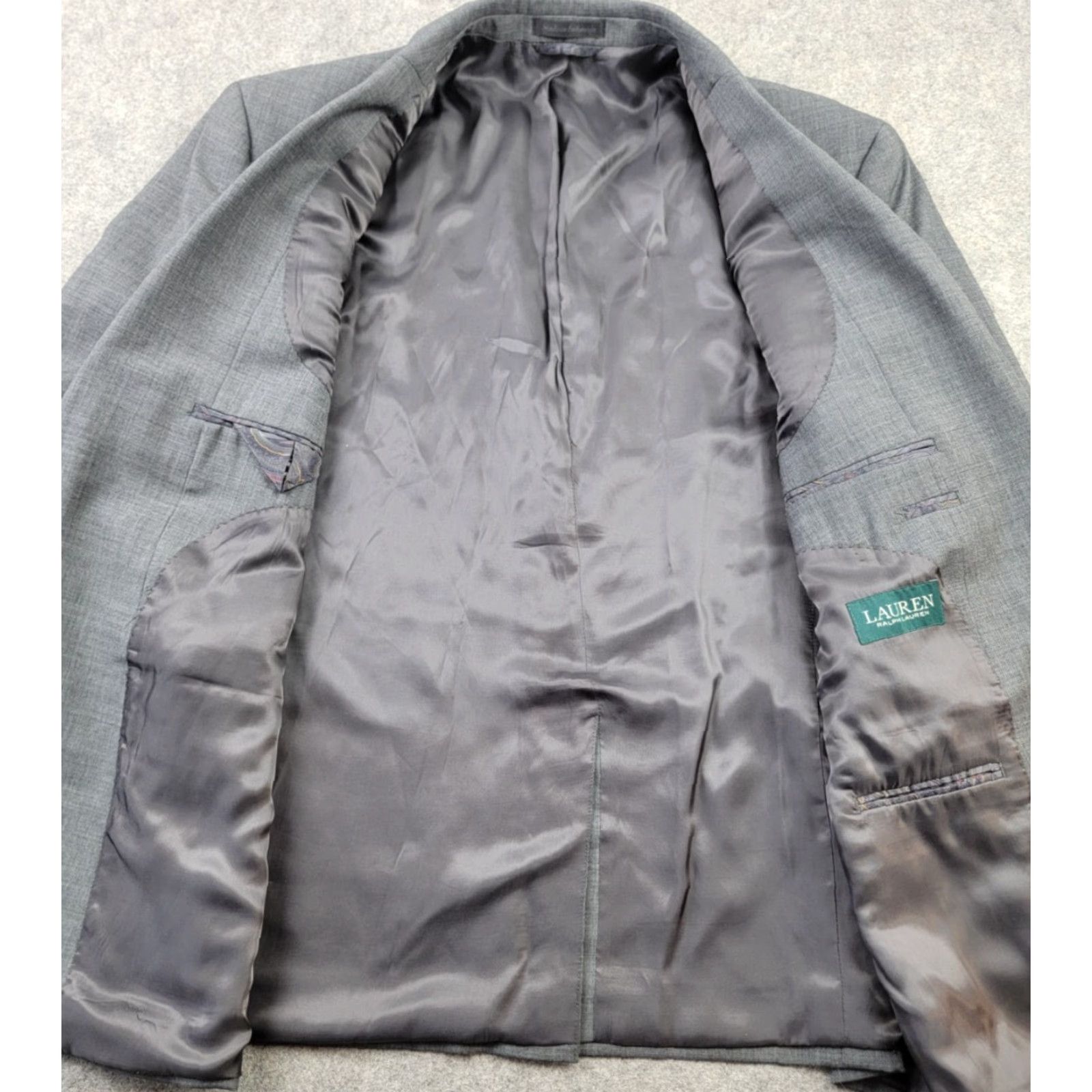 Ralph Lauren Lauren Ralph Lauren Suit Jacket Mens 44S Gray Wool Single-Breasted Notch Lapel 3-Button Vented Size 44R - 4 Thumbnail