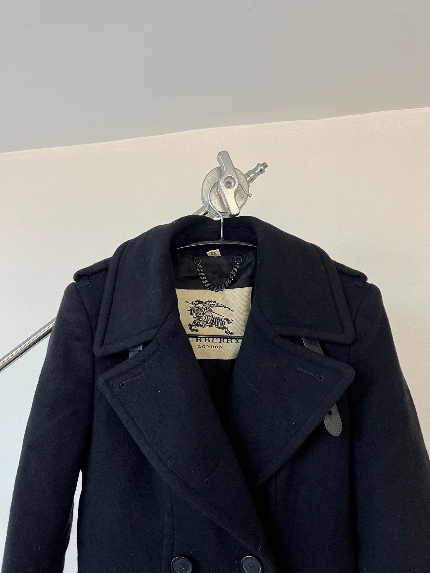 Burberry Burberry Court Leather-Button Padded Collar Wool Coat Size S / US 4 / IT 40 - 3 Thumbnail