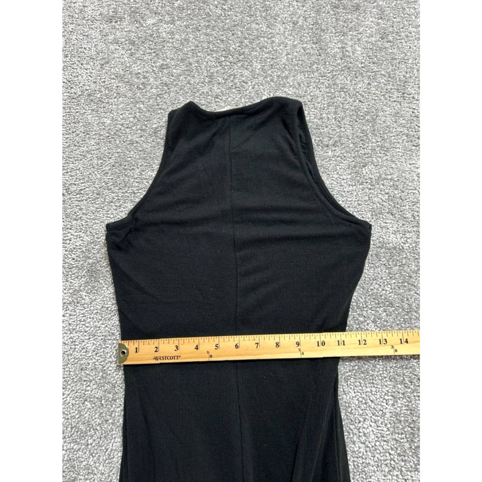 Marine Layer Marine Layer Maxi Dress Womens S Black Ribbed Texture Round Neck Sleeveless Slit Hem Knit Casual Long Slim Stretch Easy Care Shirts? Size S / US 4 / IT 40 - 5 Thumbnail