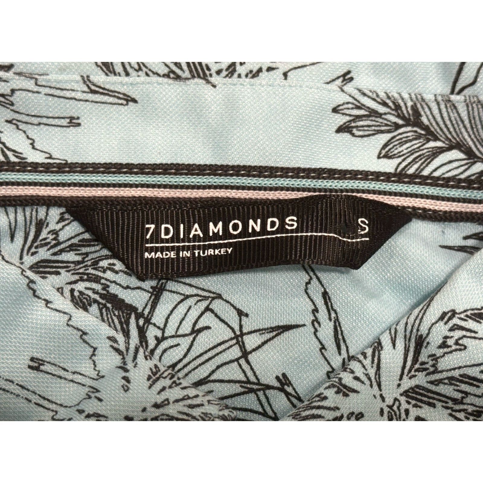 Vintage VINTAGE 7 Diamonds Men's Polo Shirt Short Sleeve Cotton Blend Floral Pattern Spring Summer Medium Mint Performance Size US S / EU 44-46 / 1 - 5 Thumbnail