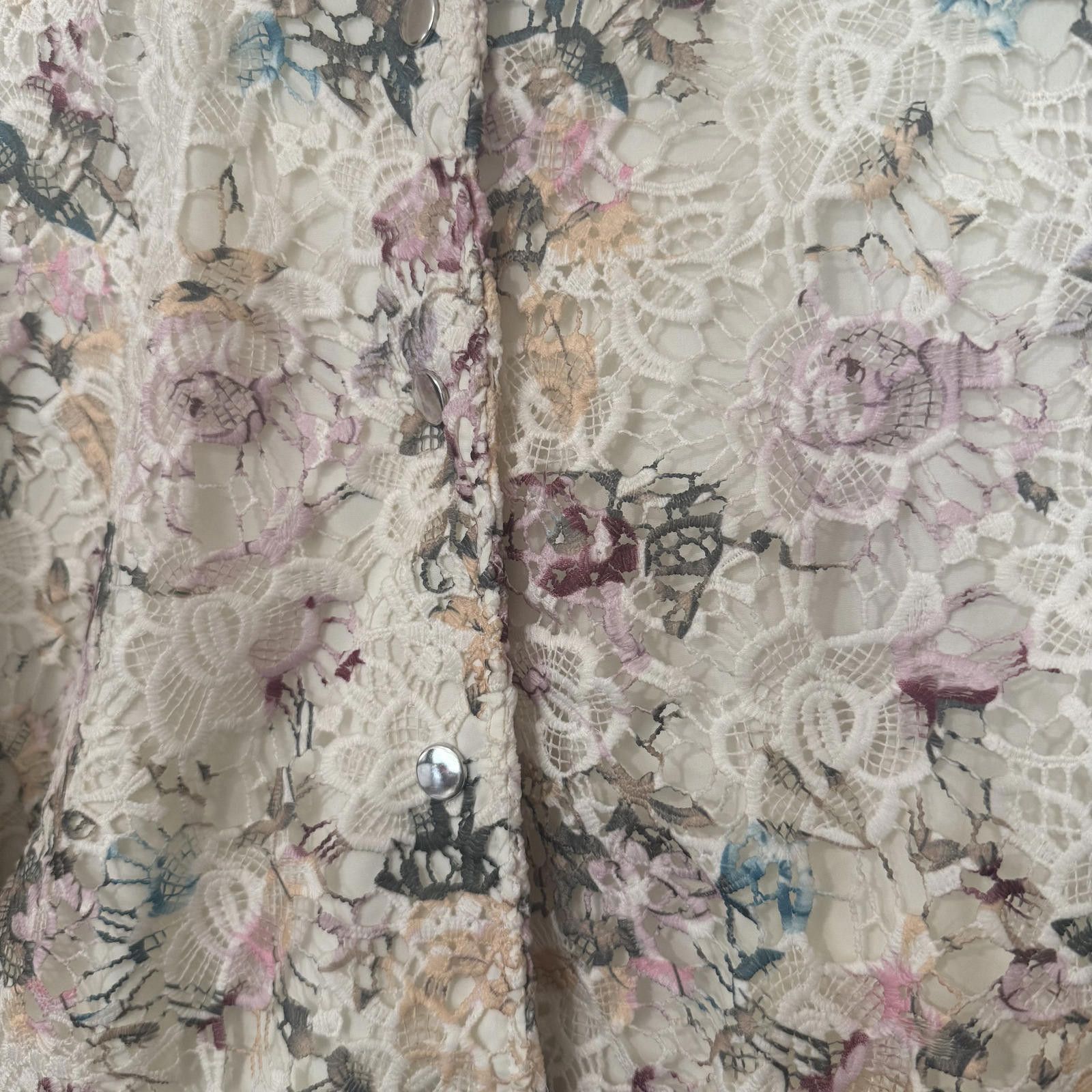 Other Nanette Lepore Jacket Women's L White Lace Crochet Floral Size L / US 10 / IT 46 - 2 Thumbnail