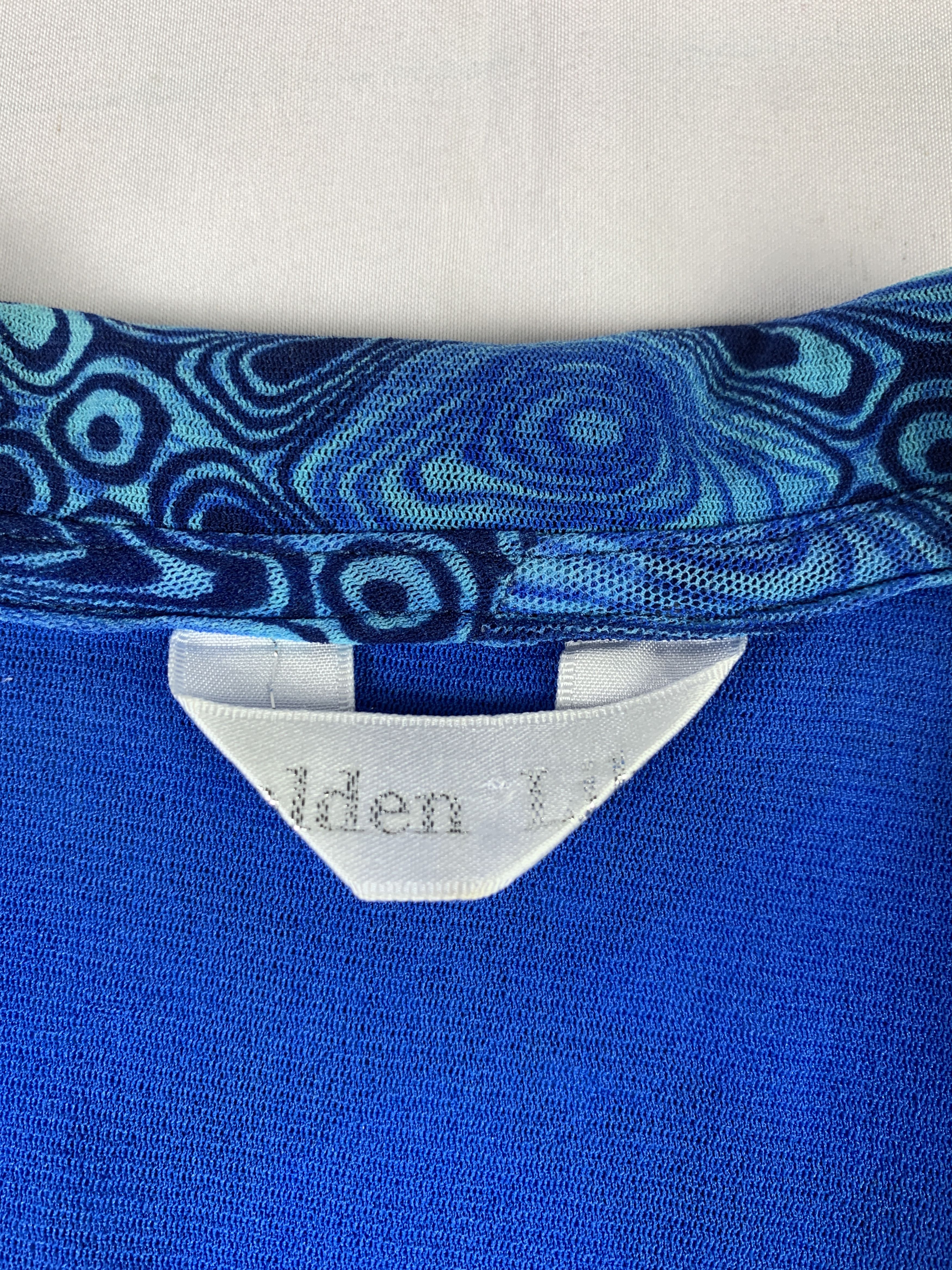 Japanese Brand Gold Line Printed Button up Mesh Top (S) Size S / US 4 / IT 40 - 9 Thumbnail